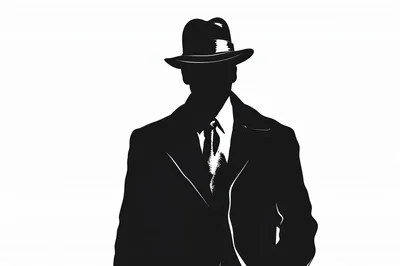 Silhouette Of A Mysterious Man In A Fedora