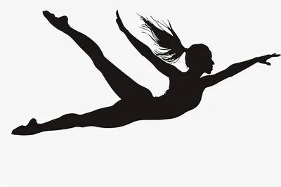 Silhouette Of A Female Gymnast Performing A Leap