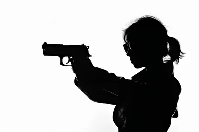 Silhouette Of A Woman Holding A Handgun