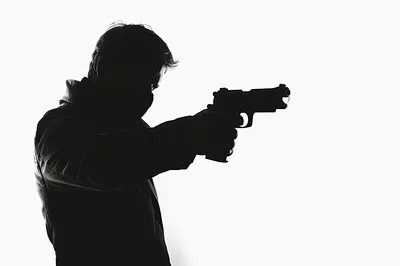 Silhouette Of A Man Holding A Handgun