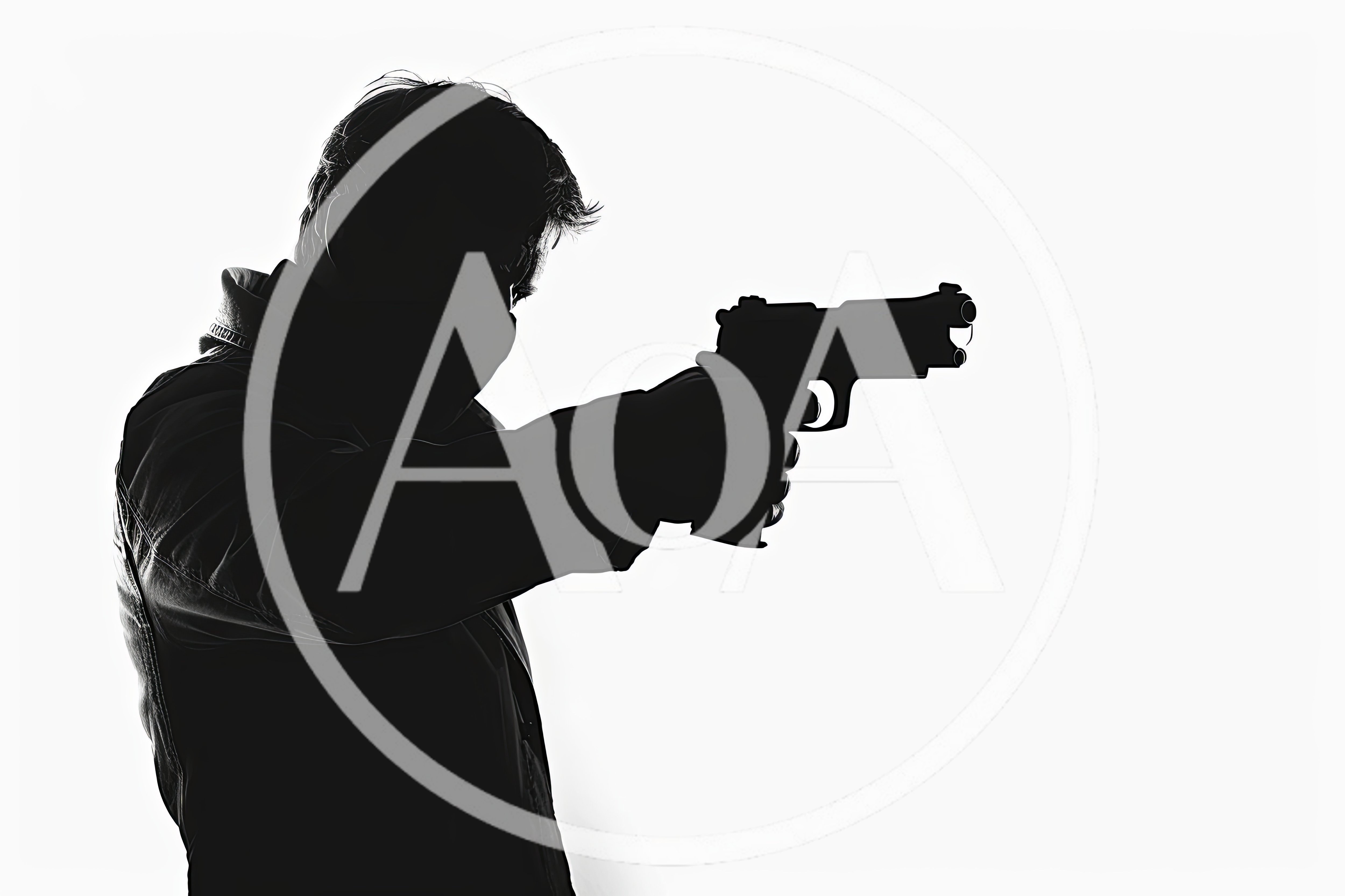 Silhouette Of A Man Holding A Handgun
