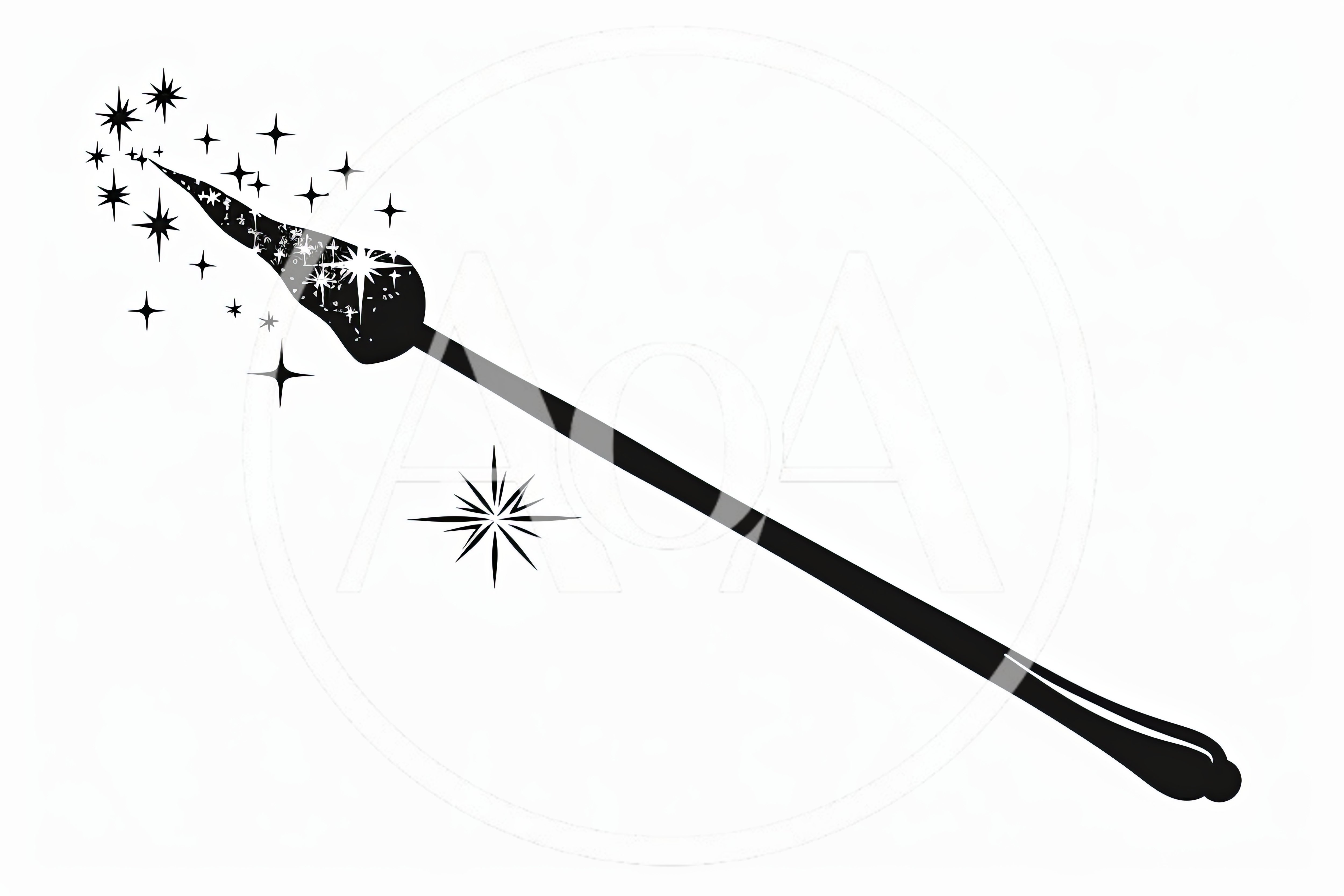 Black Silhouette Of A Magic Wand With Sparkling Stars