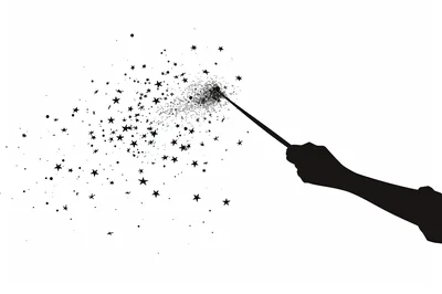 Silhouette Of A Hand Holding A Magic Wand