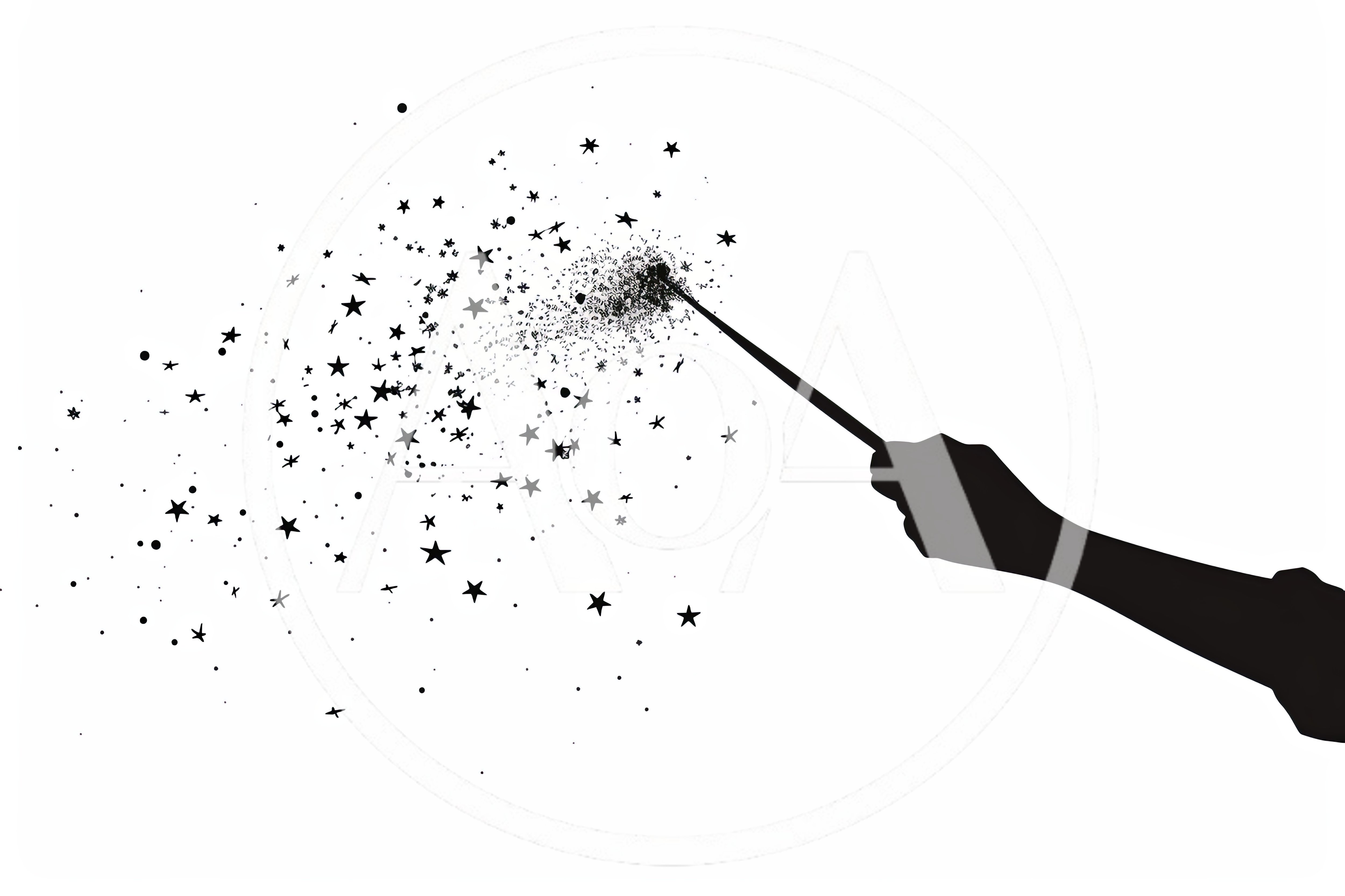 Silhouette Of A Hand Holding A Magic Wand