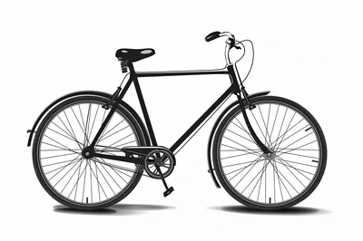 Black Bicycle Illustration On White Background