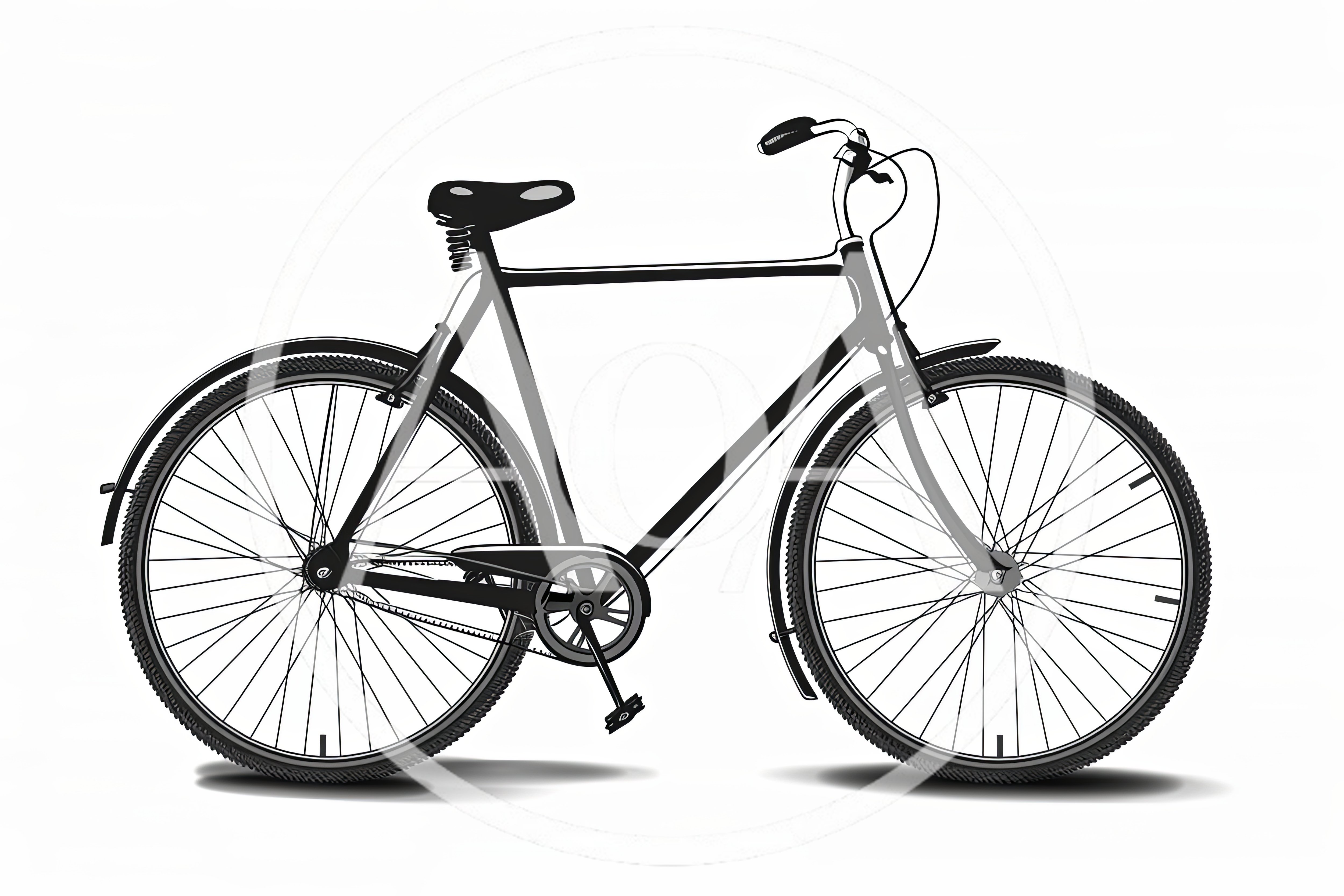 Black Bicycle Illustration On White Background