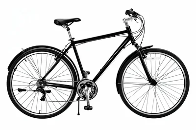 Black Hybrid Bicycle Isolated On White Background