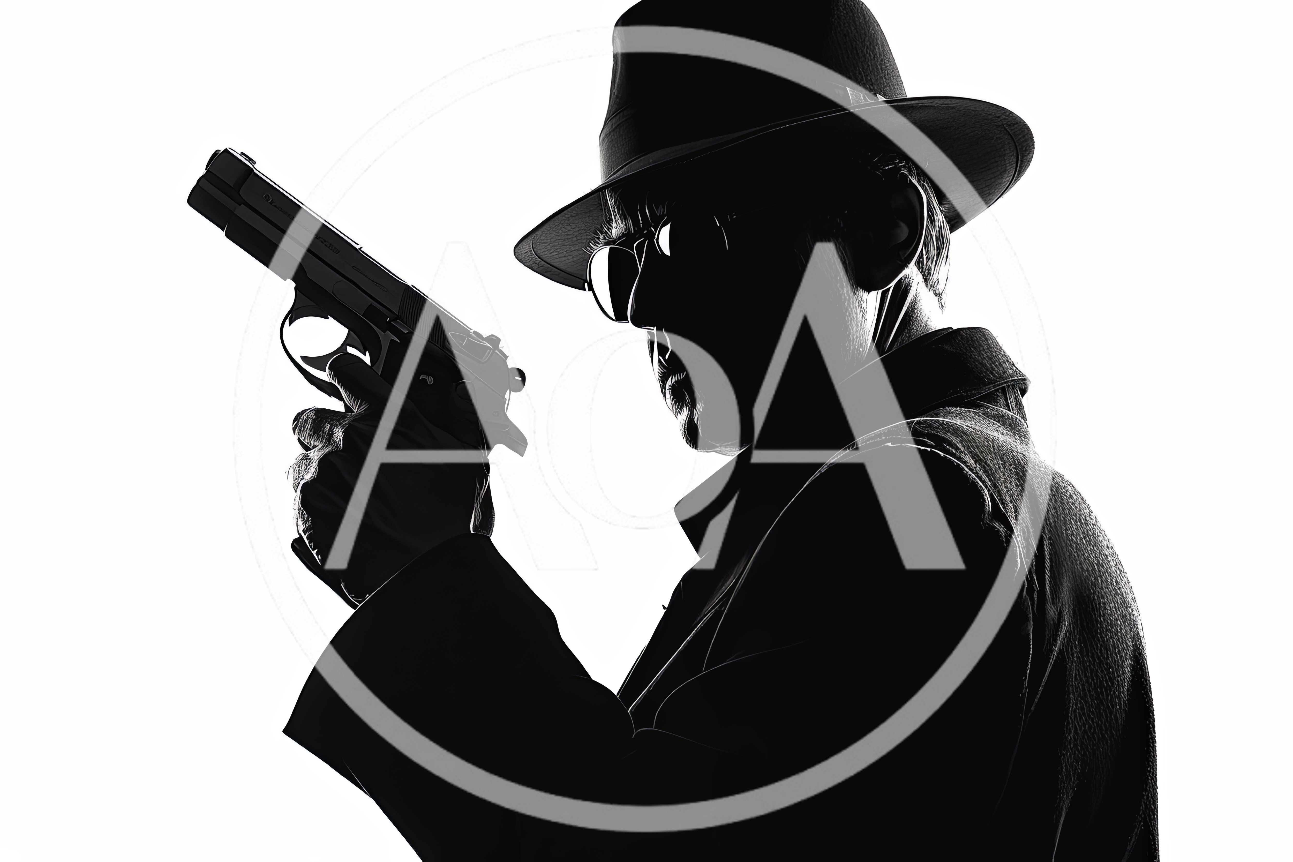 Silhouette Of A Detective Holding A Handgun