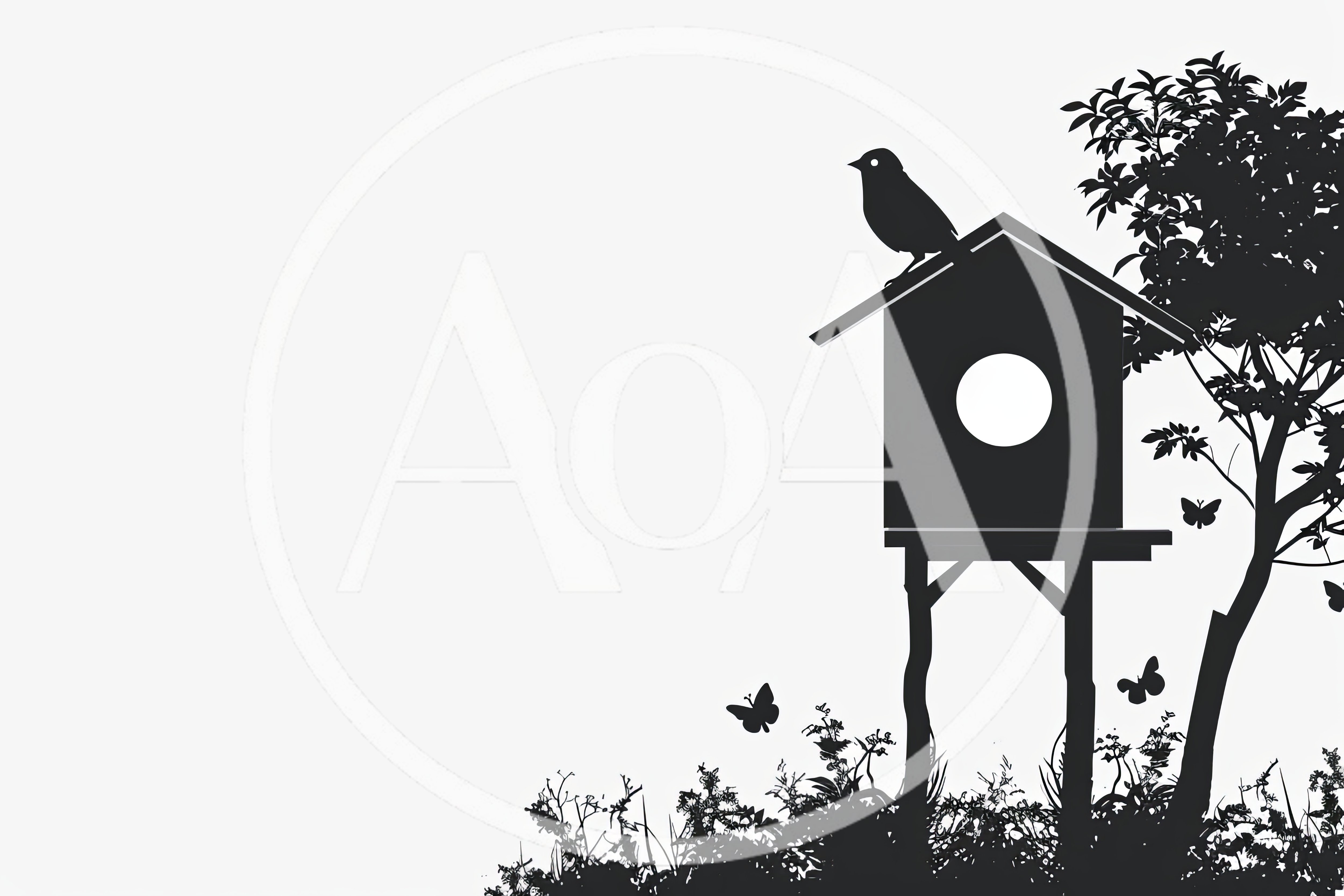 Silhouette of a Bird on a Wooden Birdhouse