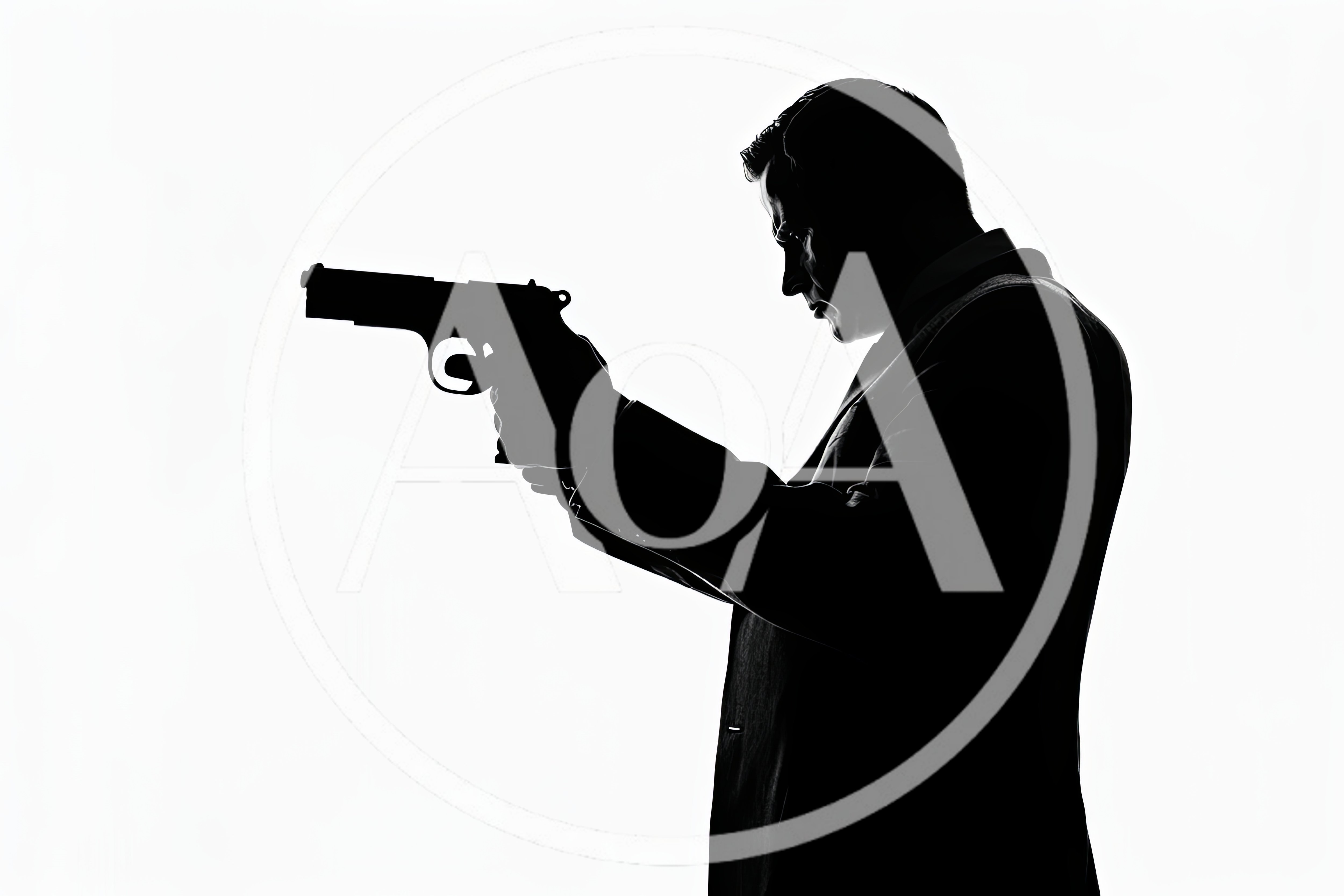 Silhouette of a Man Holding a Handgun