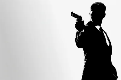 Silhouette Of A Man Holding A Handgun