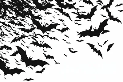 Swarm Of Flying Bats Silhouette Background