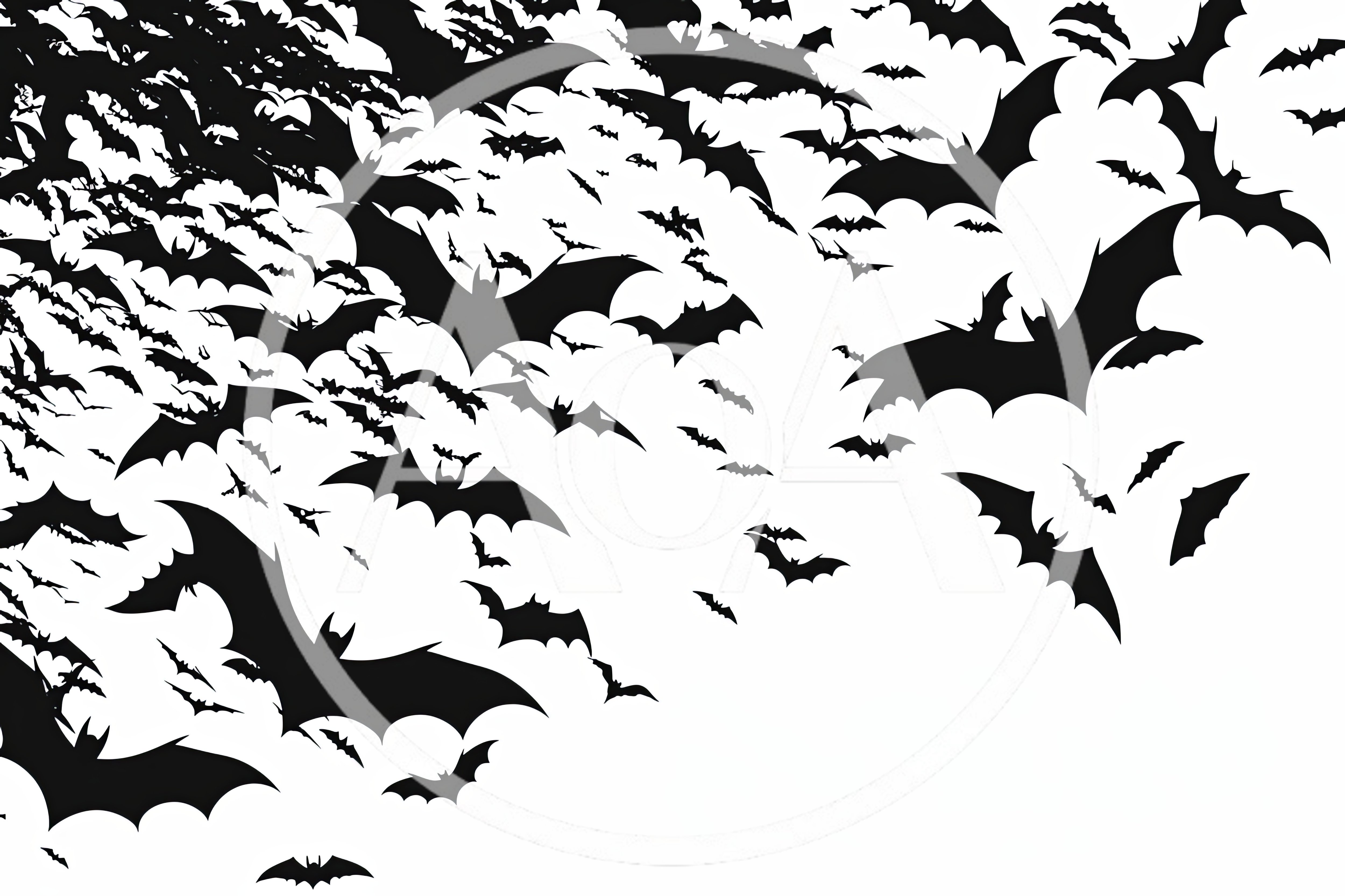 Swarm Of Flying Bats Silhouette Background