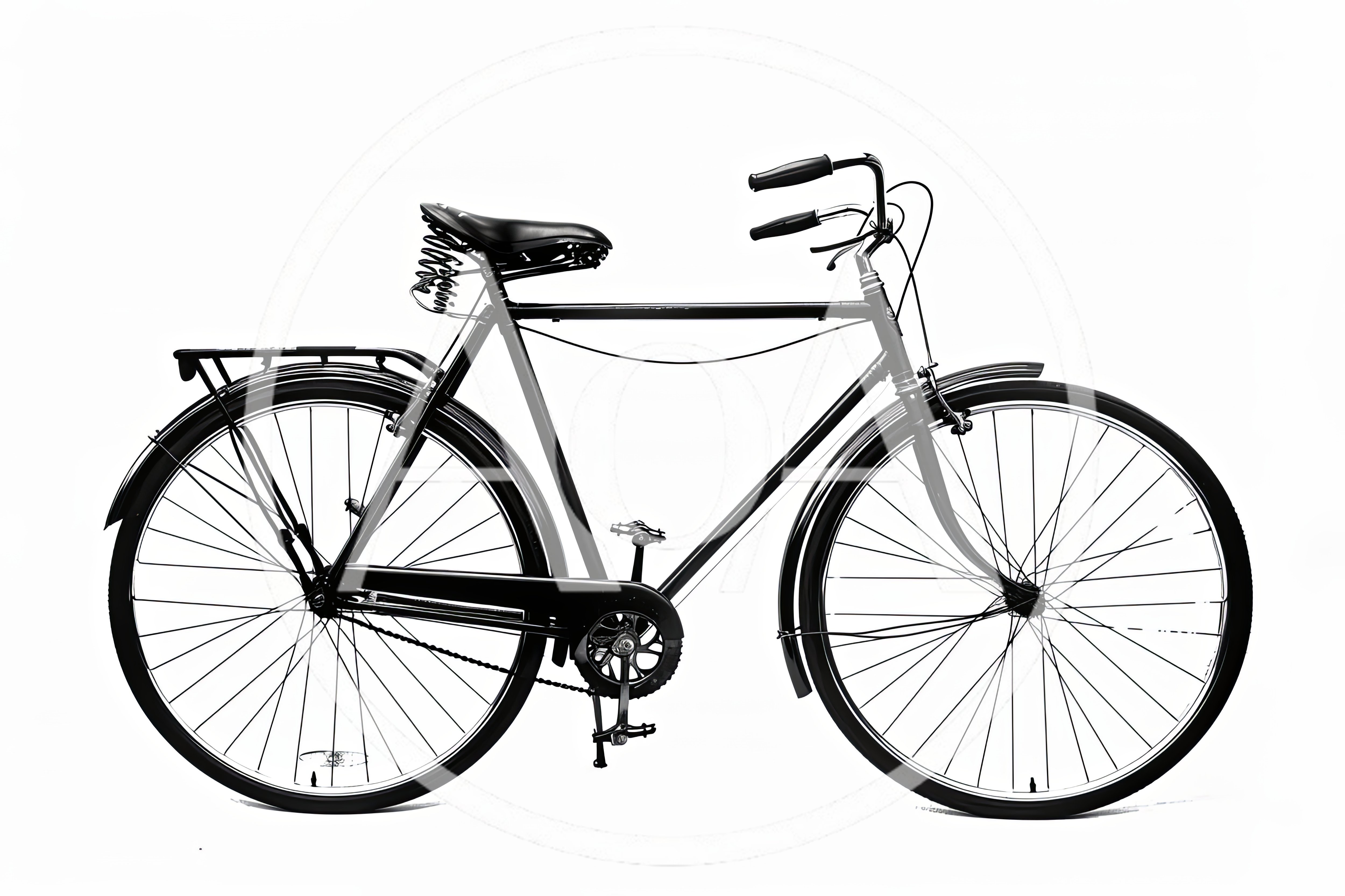 Classic Black Vintage Bicycle Isolated On White Background