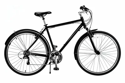 Black Hybrid Bicycle Isolated On White Background