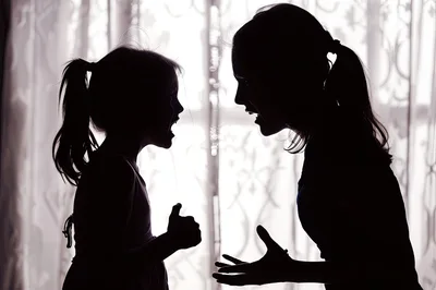 Silhouette Of A Mother And Daughter Arguing