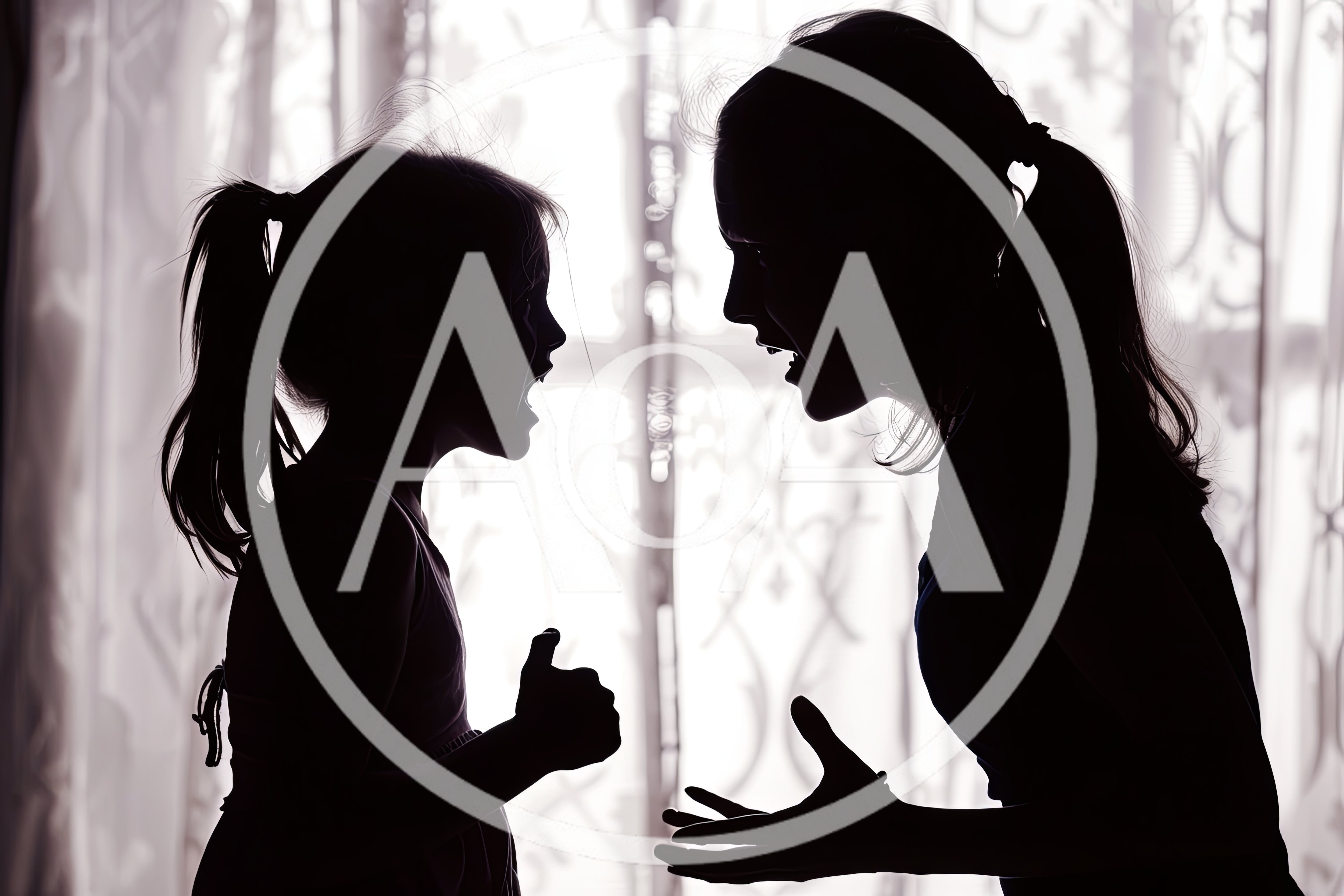 Silhouette Of A Mother And Daughter Arguing