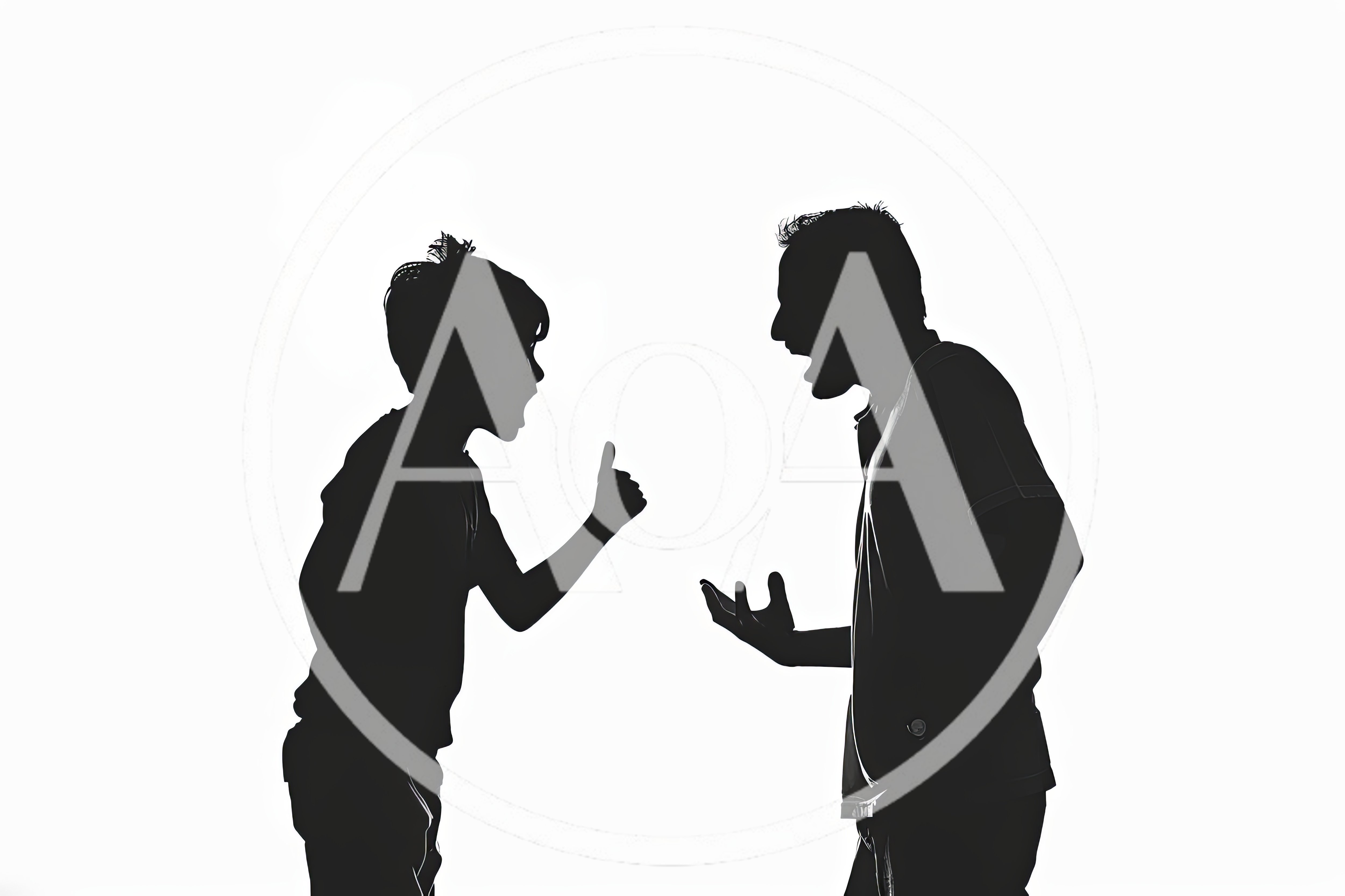 Silhouette Of A Father And Son Arguing