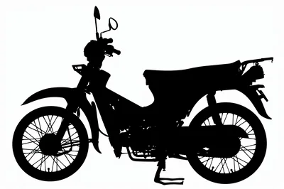 Black Silhouette Of A Standard Underbone Motorcycle