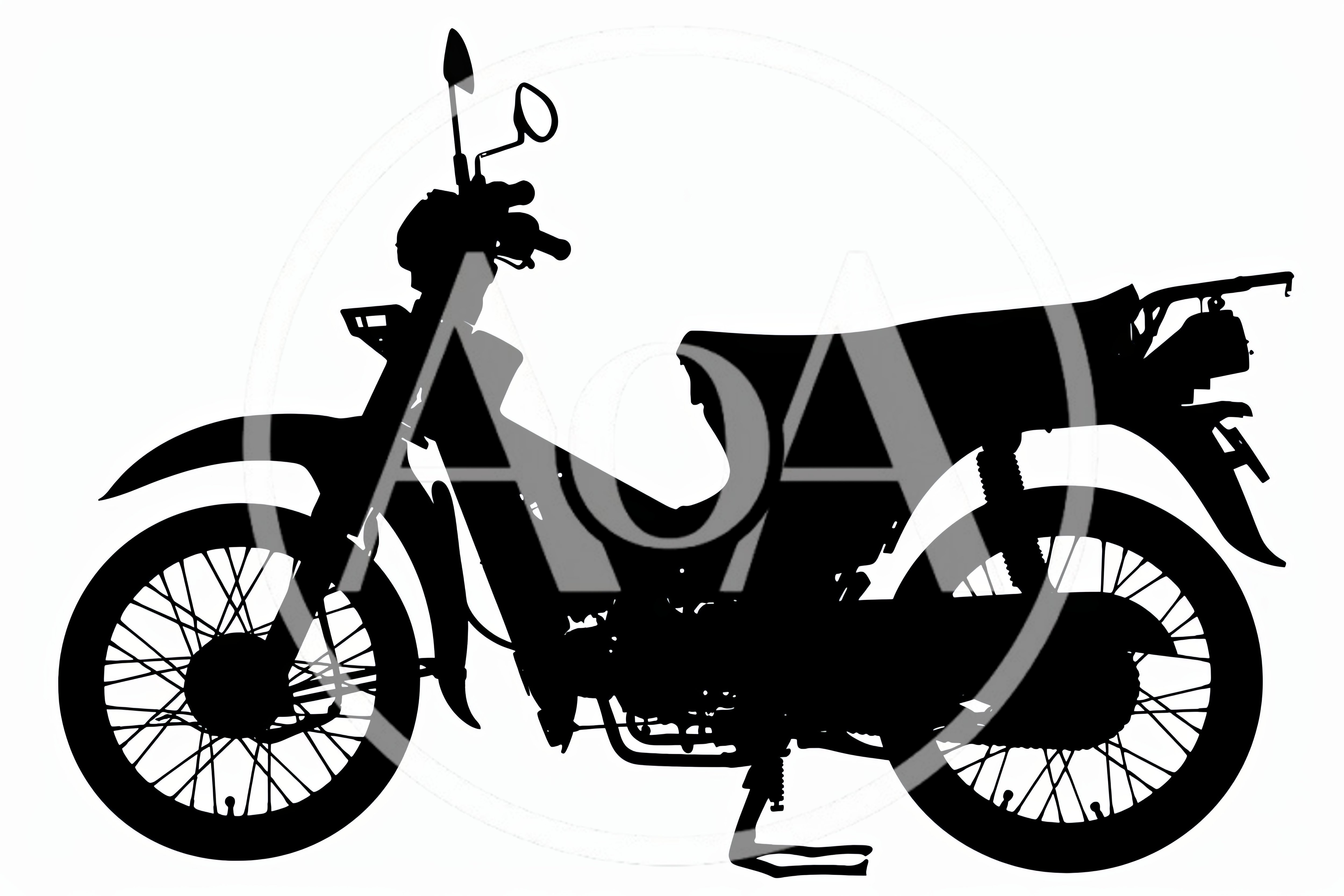 Black Silhouette Of A Standard Underbone Motorcycle