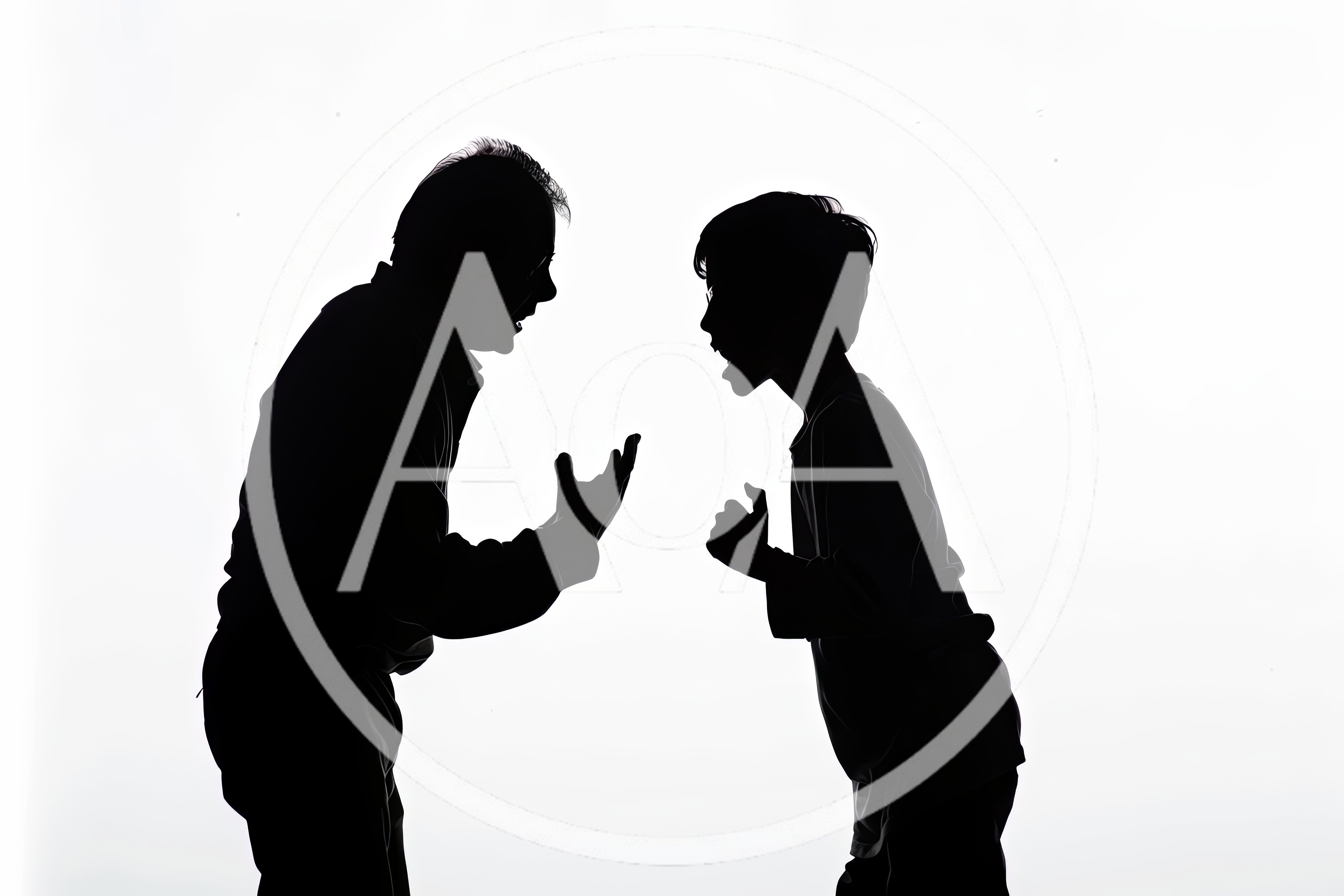 Silhouette of Father and Son Arguing