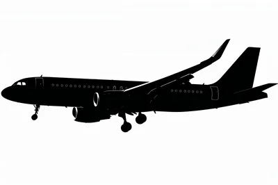 Black Silhouette Of A Commercial Passenger Airplane