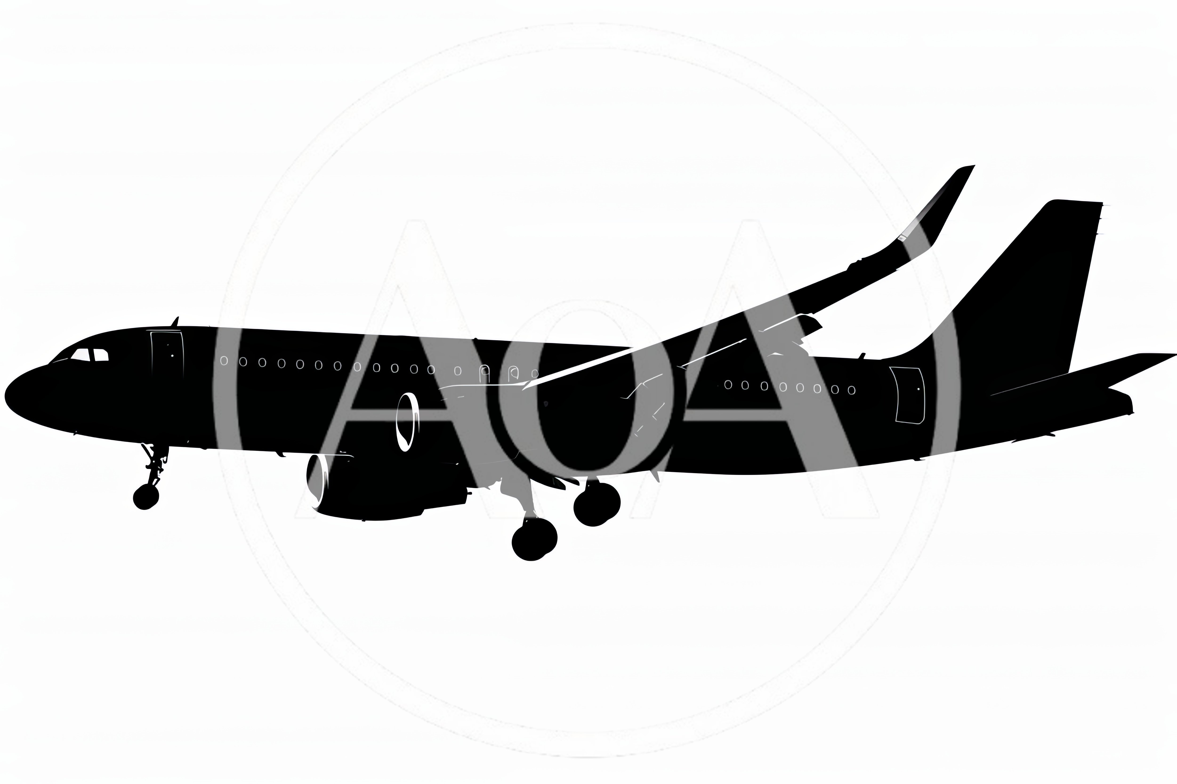 Black Silhouette Of A Commercial Passenger Airplane
