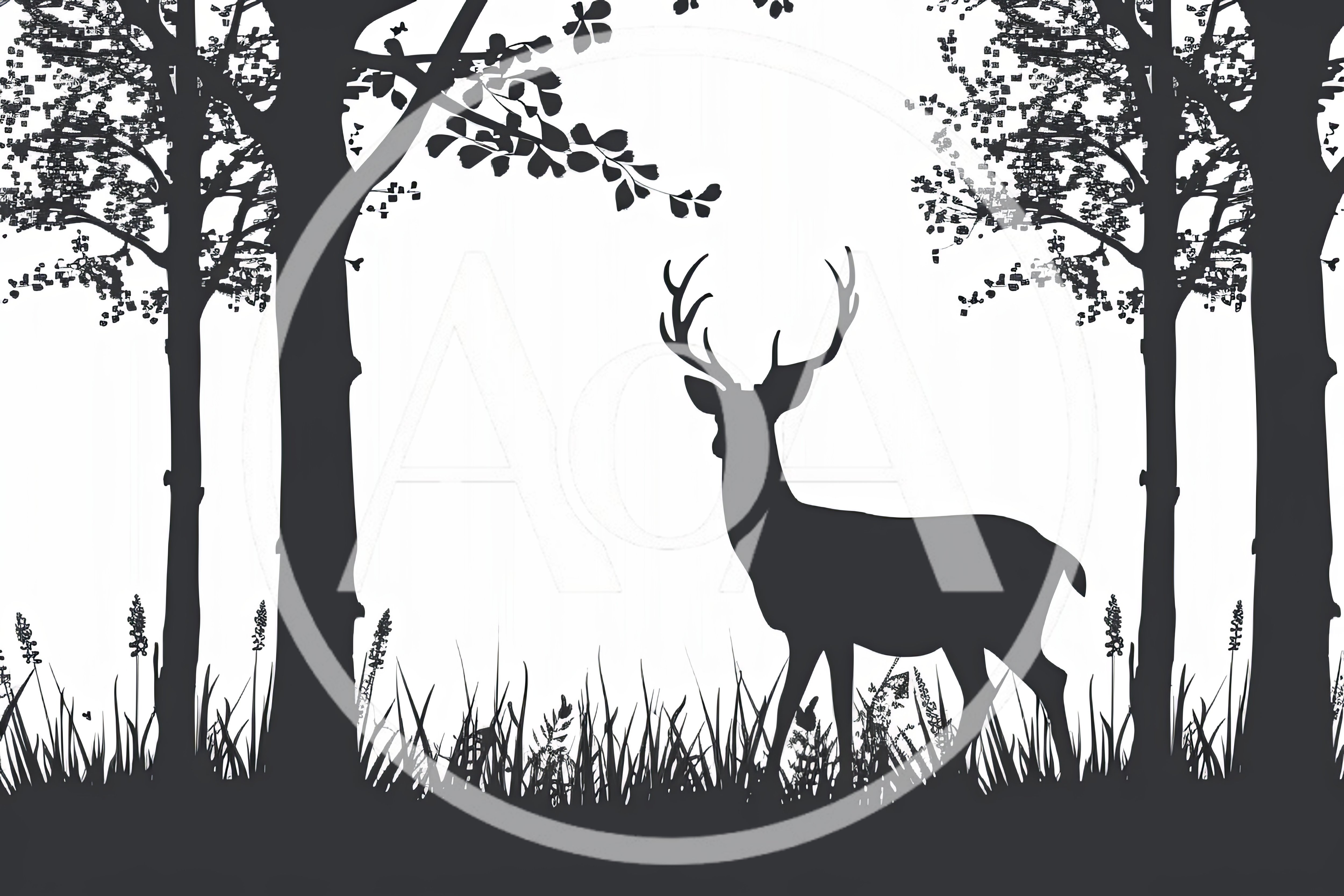 Silhouette Of A Majestic Stag In A Forest