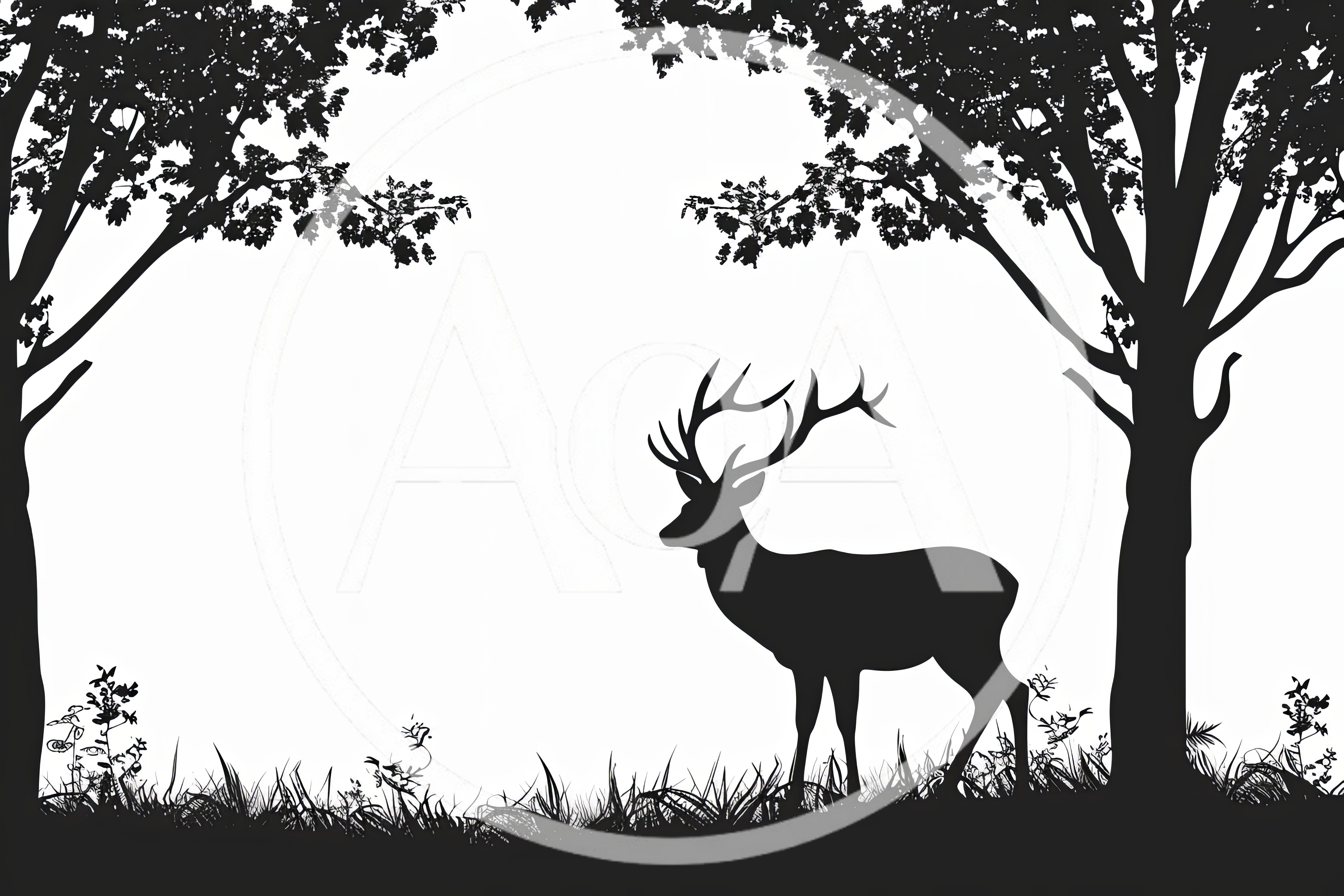 Silhouette Of A Majestic Stag In A Forest