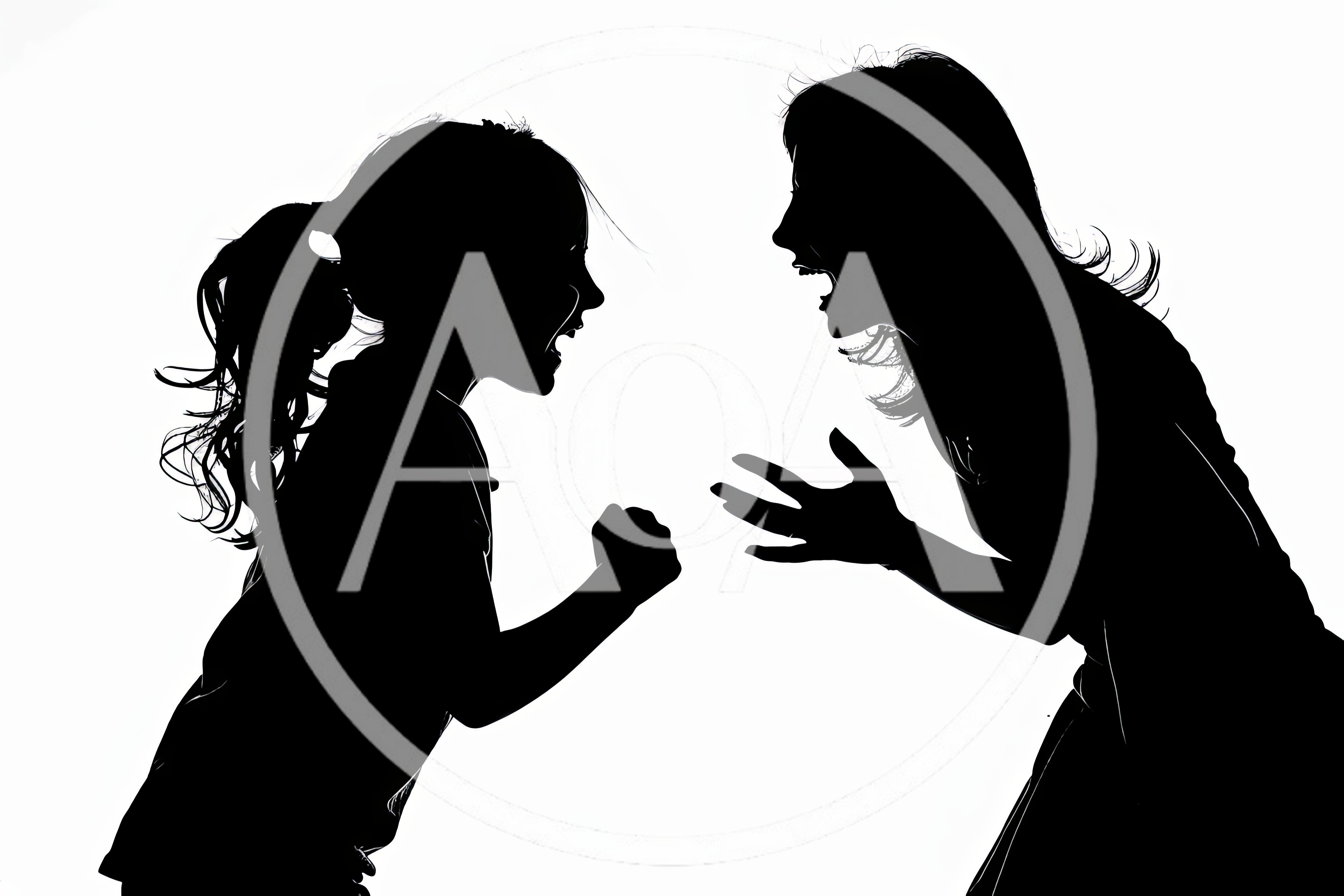 Silhouette Of A Mother And Daughter Arguing