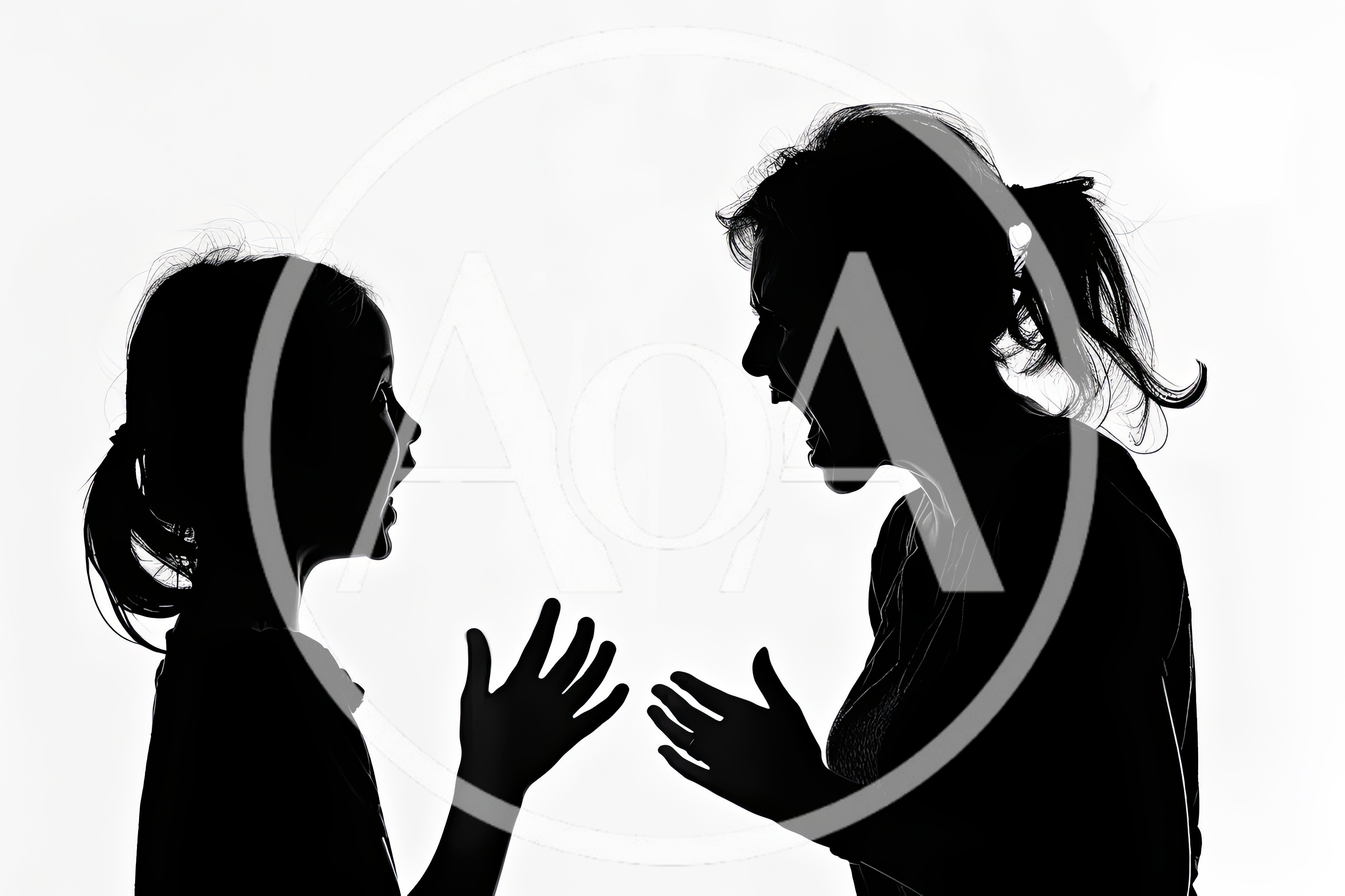 Silhouette Of A Mother And Daughter Arguing
