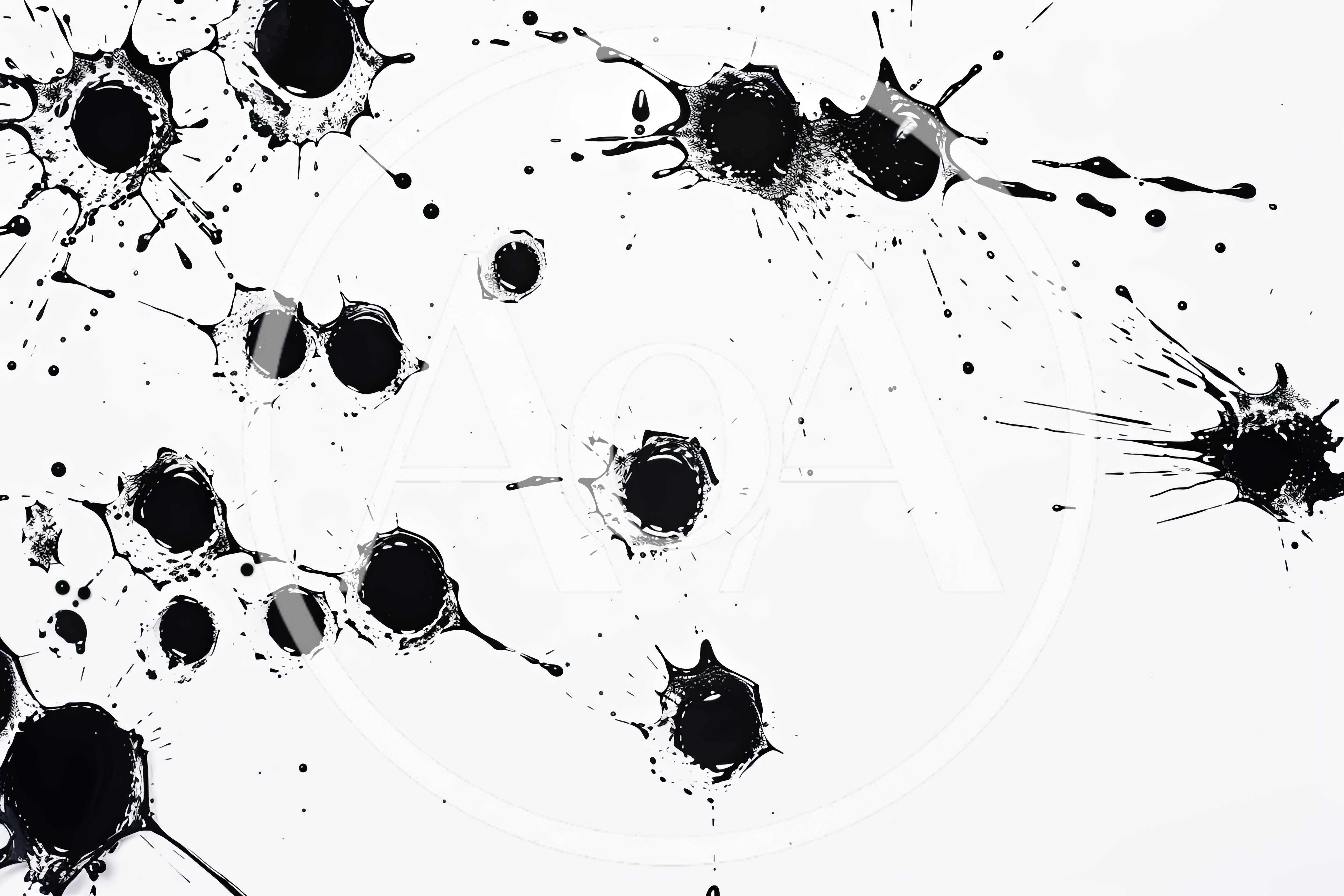 Black Ink Splatters On White Background
