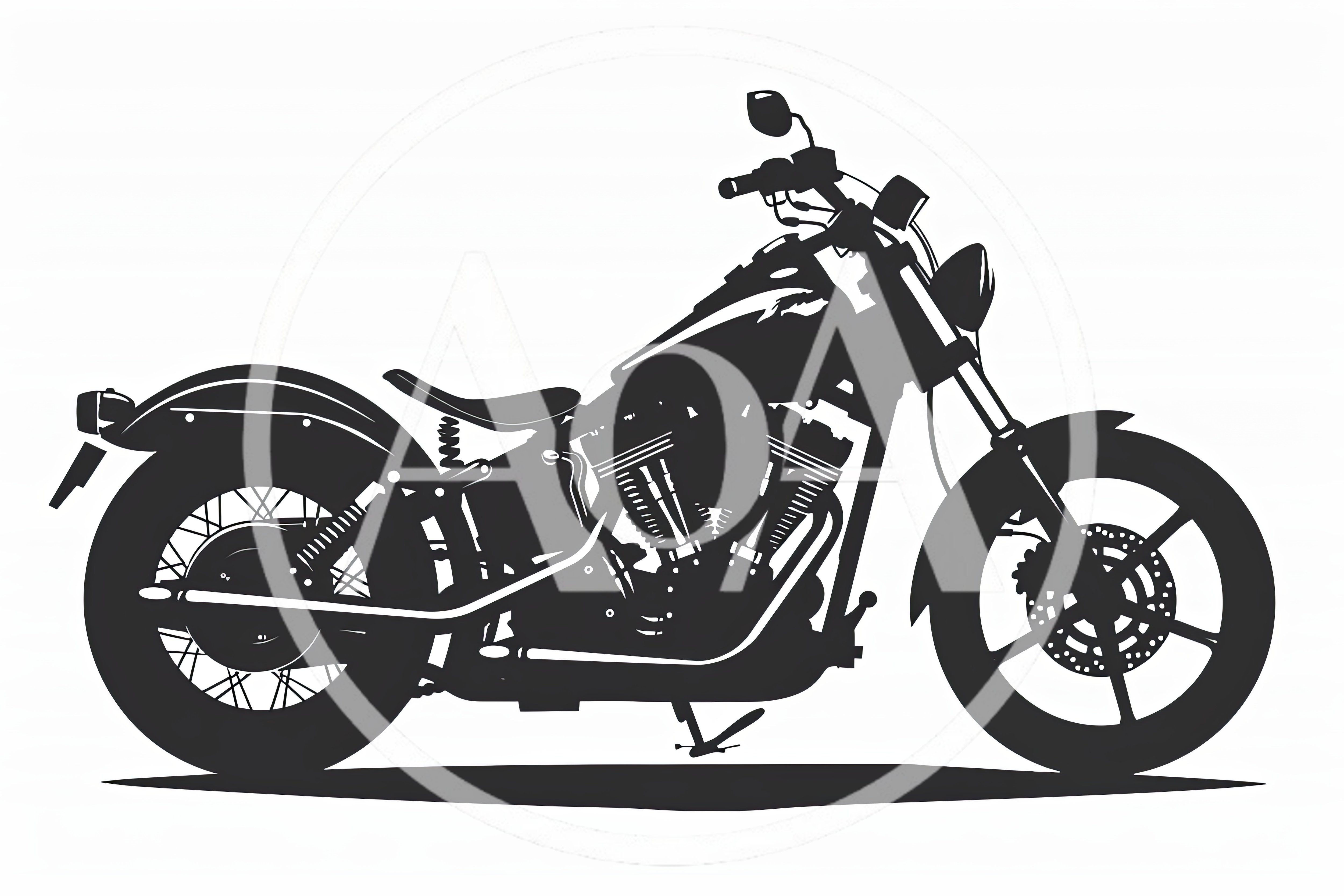 Black Silhouette Of A Classic Cruiser Motorcycle