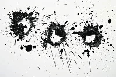 Three Black Ink Splatter Patterns On White Background