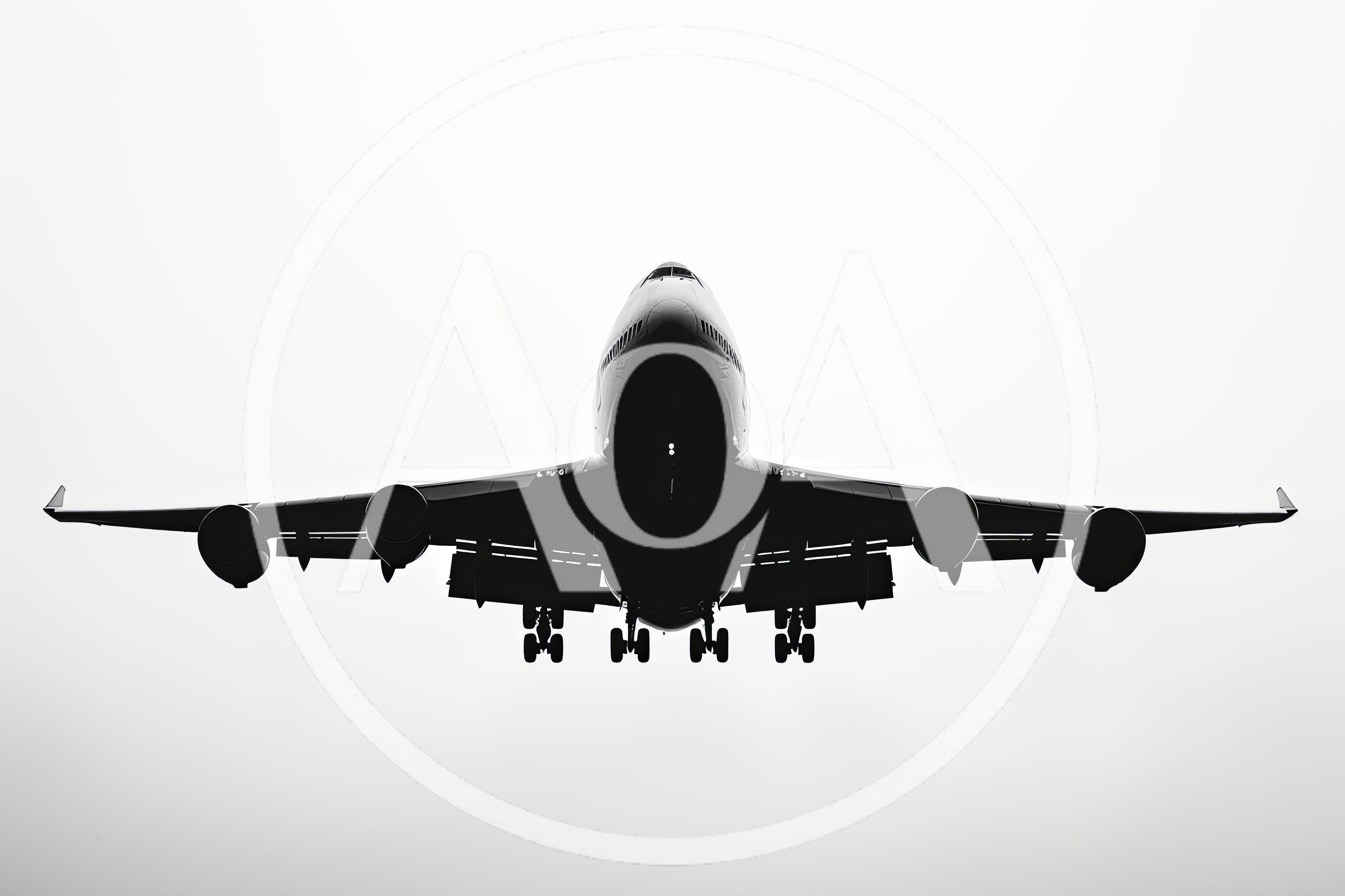 Silhouette Of A Boeing 747 Landing