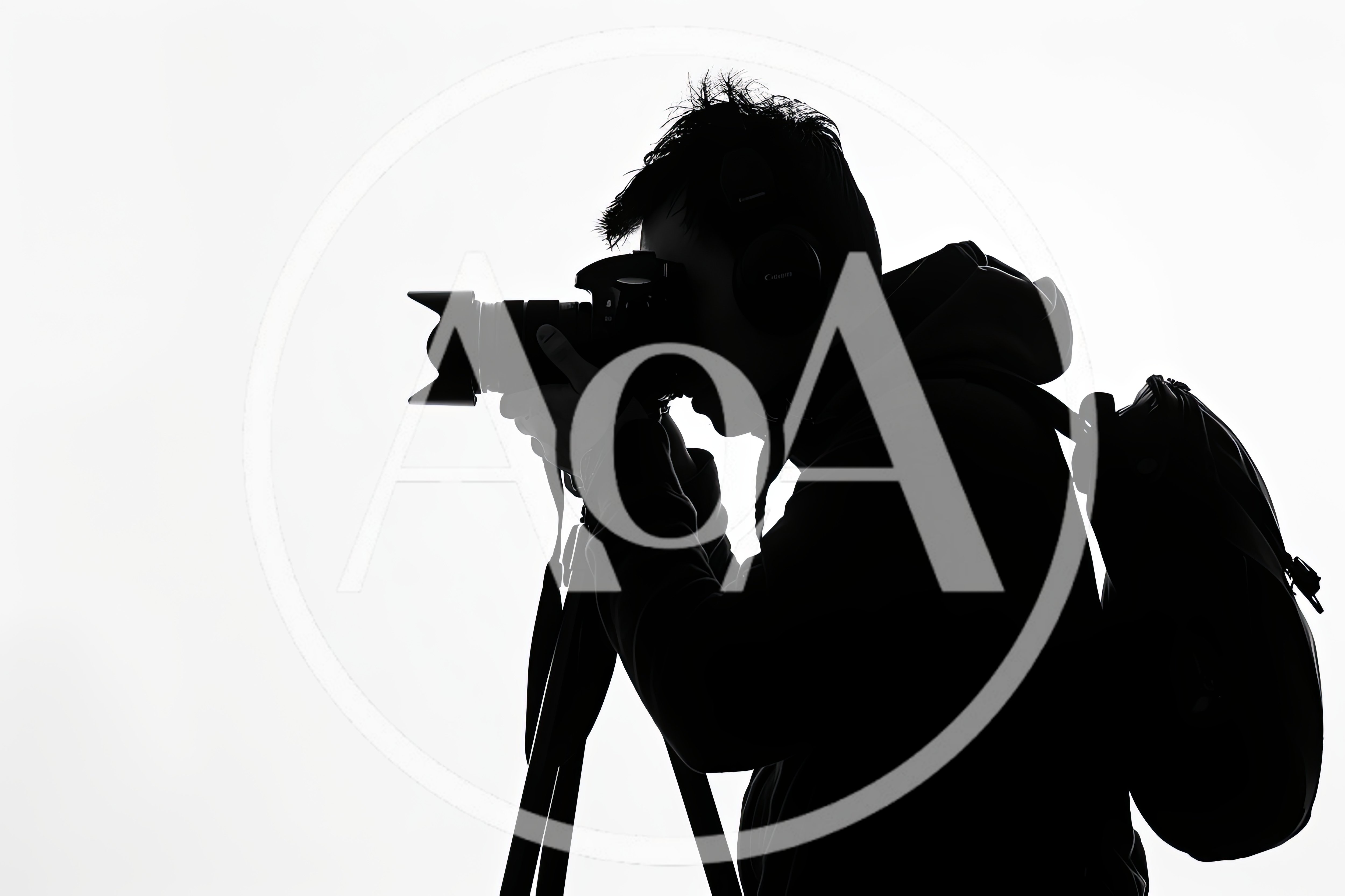 Silhouette Of A Photographer Using A Camera On Tripod