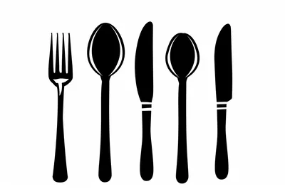 Black Silhouette Icons Of Cutlery Set