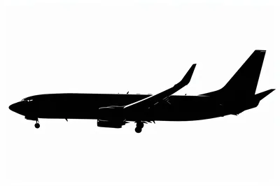 Black Silhouette Of A Commercial Passenger Airplane