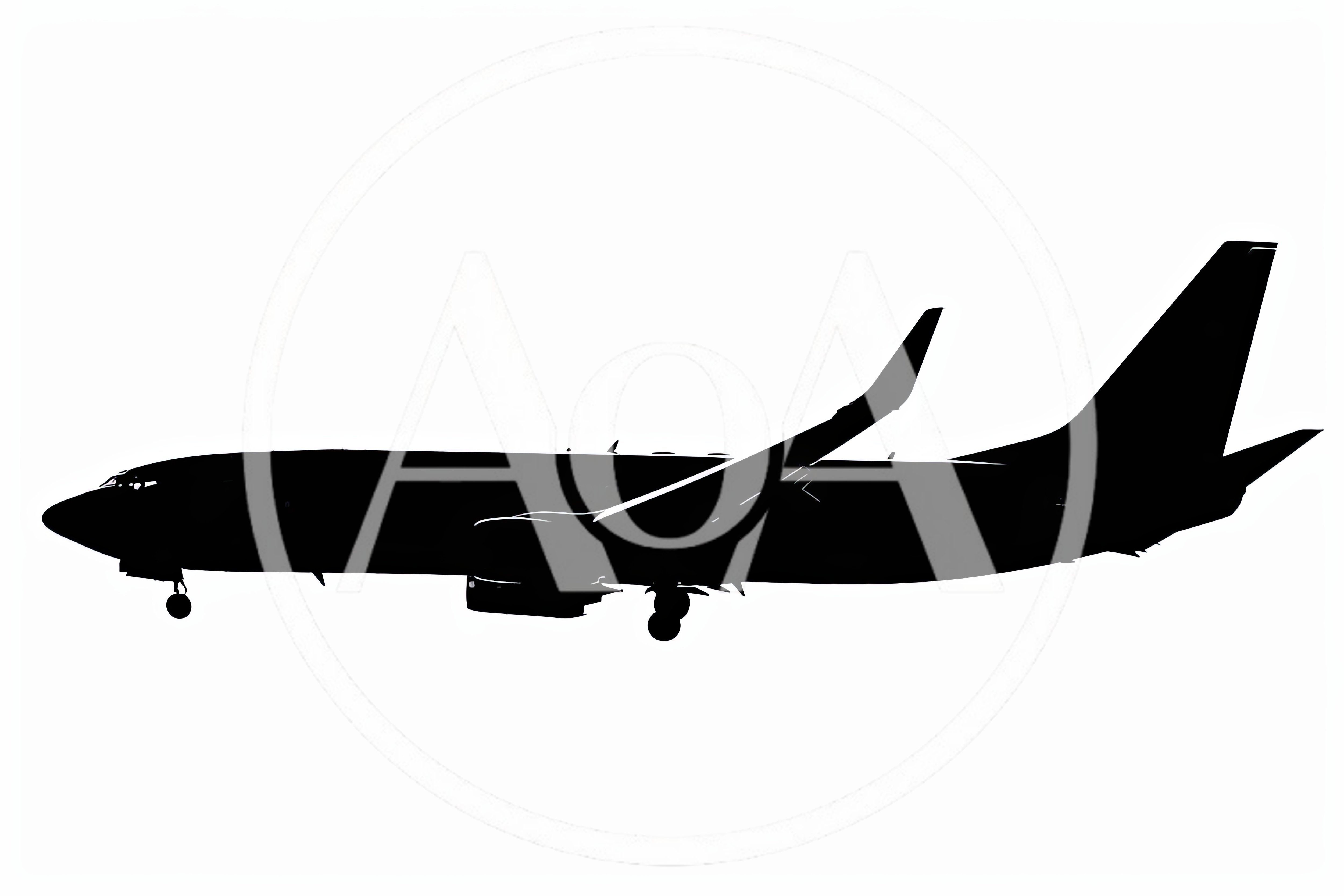 Black Silhouette Of A Commercial Passenger Airplane
