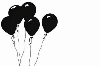 Black Silhouette Balloons Floating Against White Background