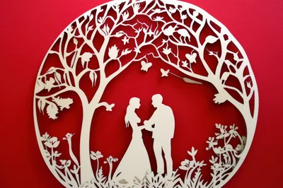 Laser Cut Wooden Silhouette Of A Romantic Couple