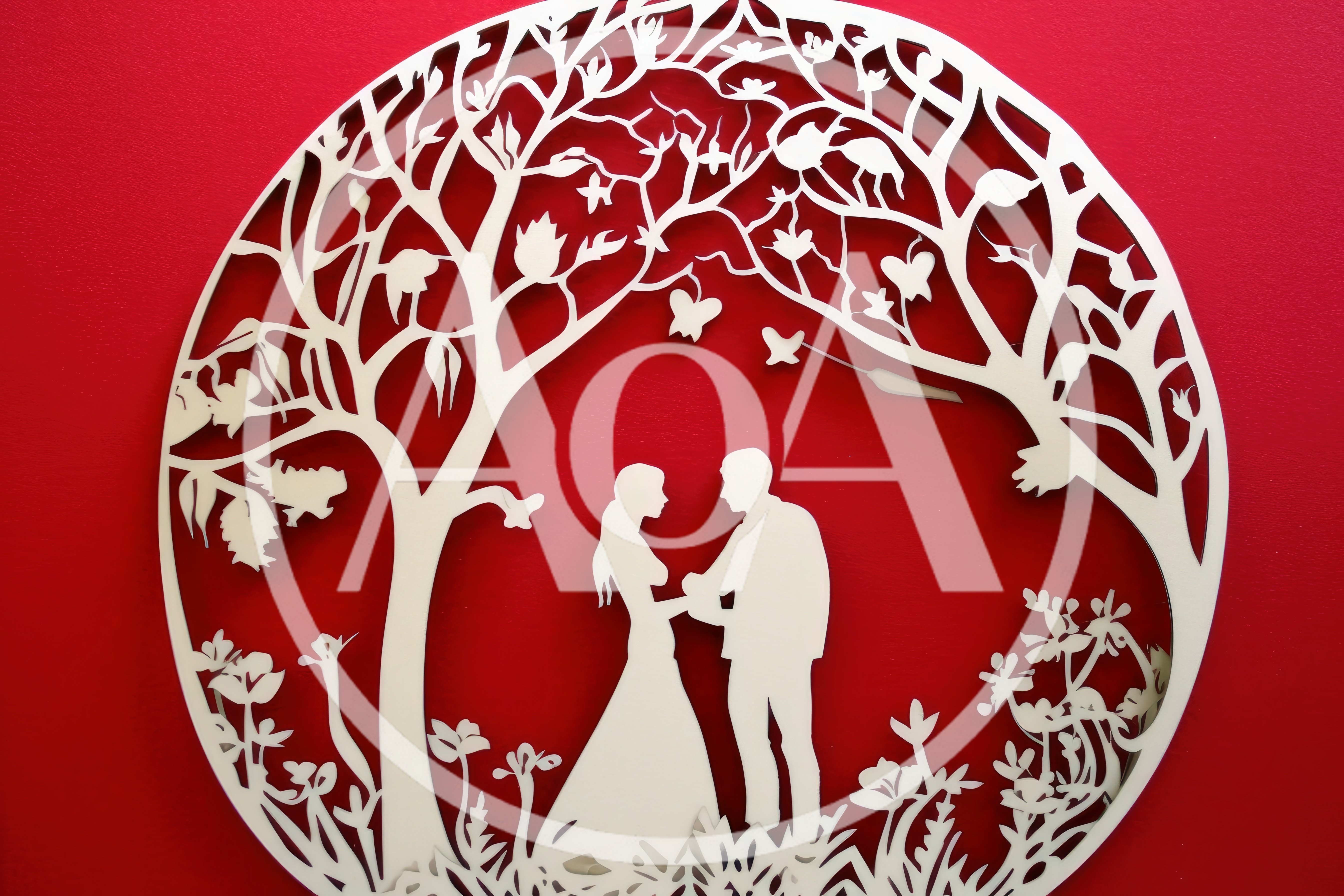 Laser Cut Wooden Silhouette Of A Romantic Couple