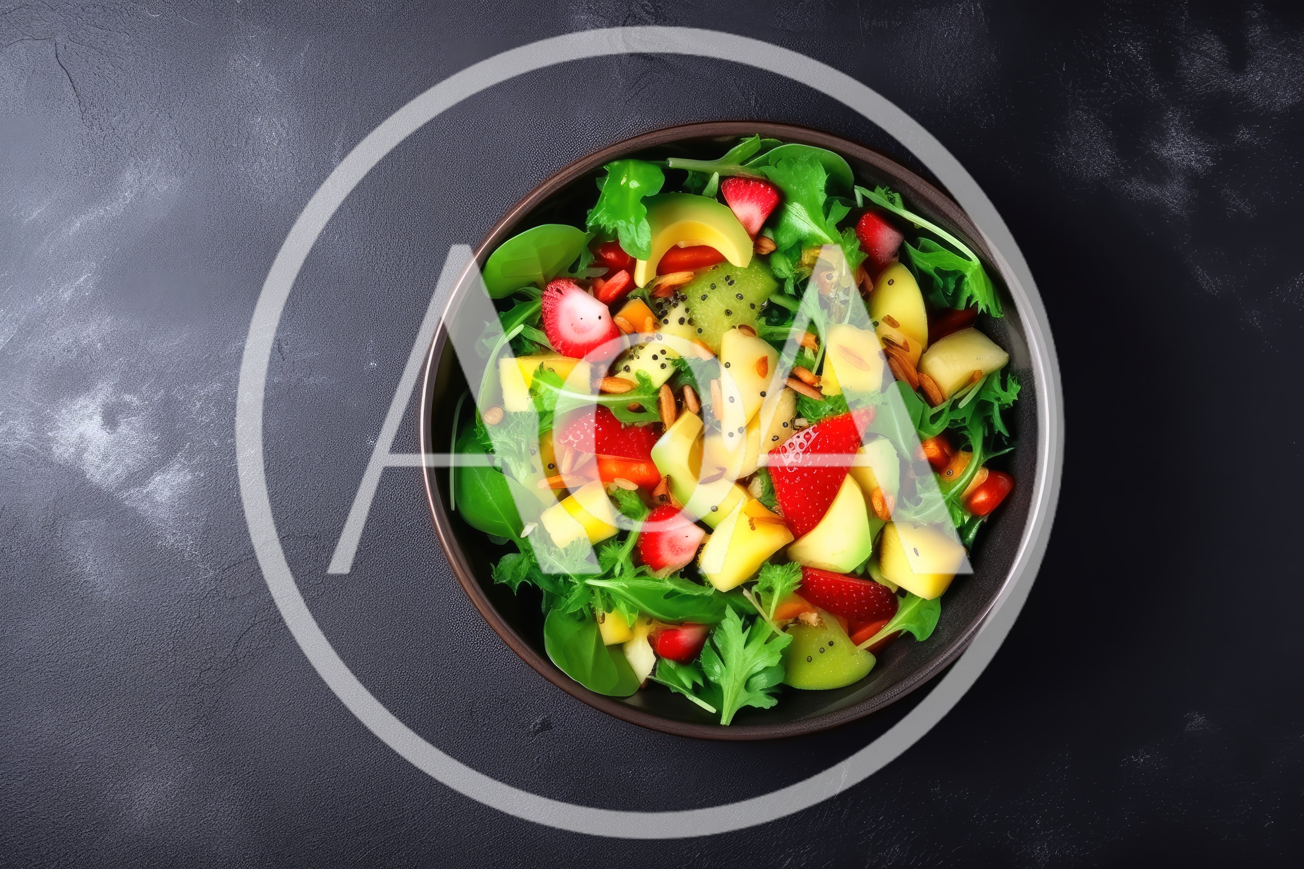 Fresh Fruit and Vegetable Salad in a Bowl