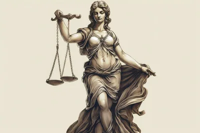 Statue Of Lady Justice Holding Scales