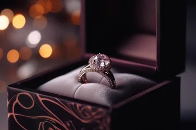 Diamond Engagement Ring Inside An Elegant Jewelry Box