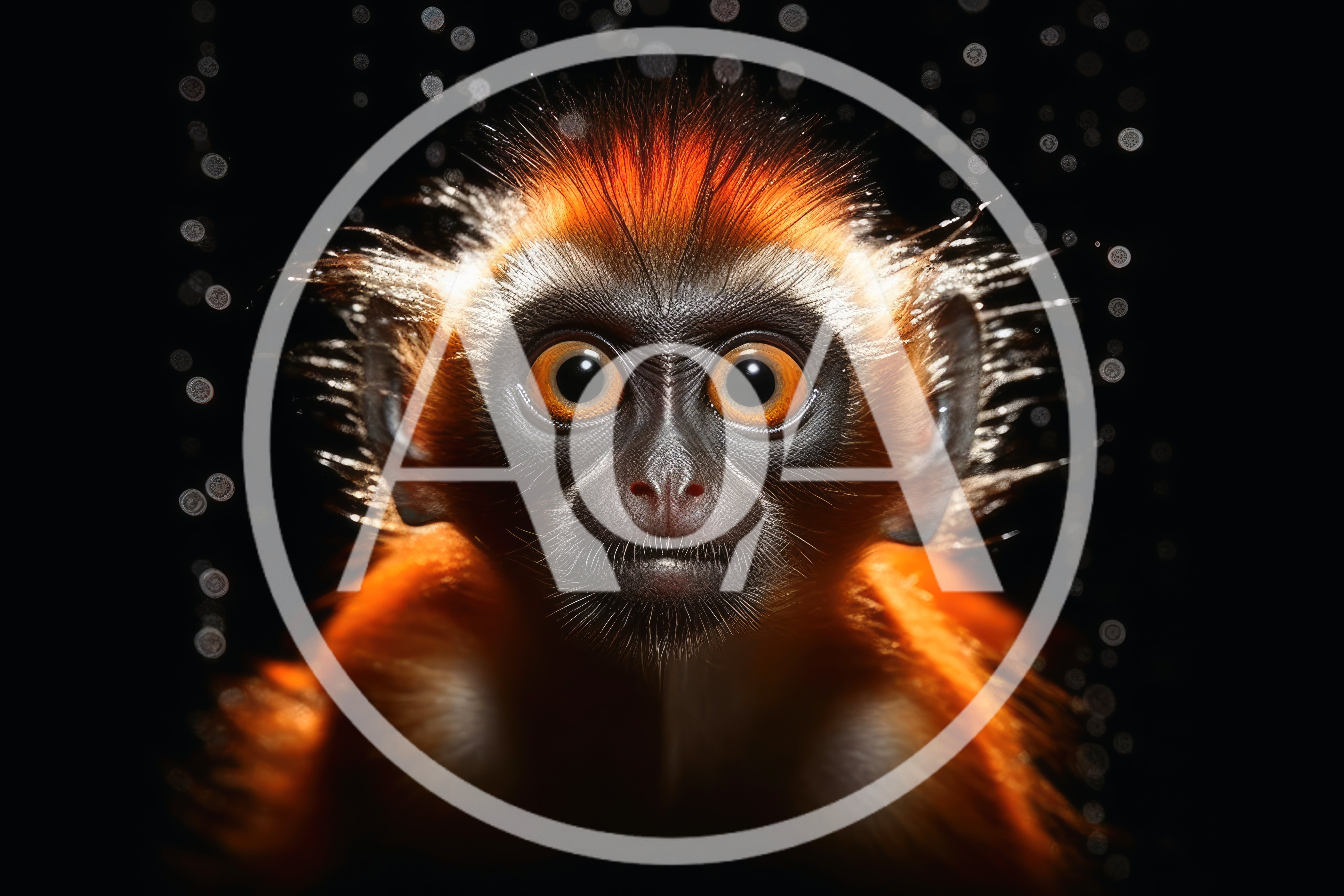 Close Up Portrait Of A Vibrant Orange Monkey