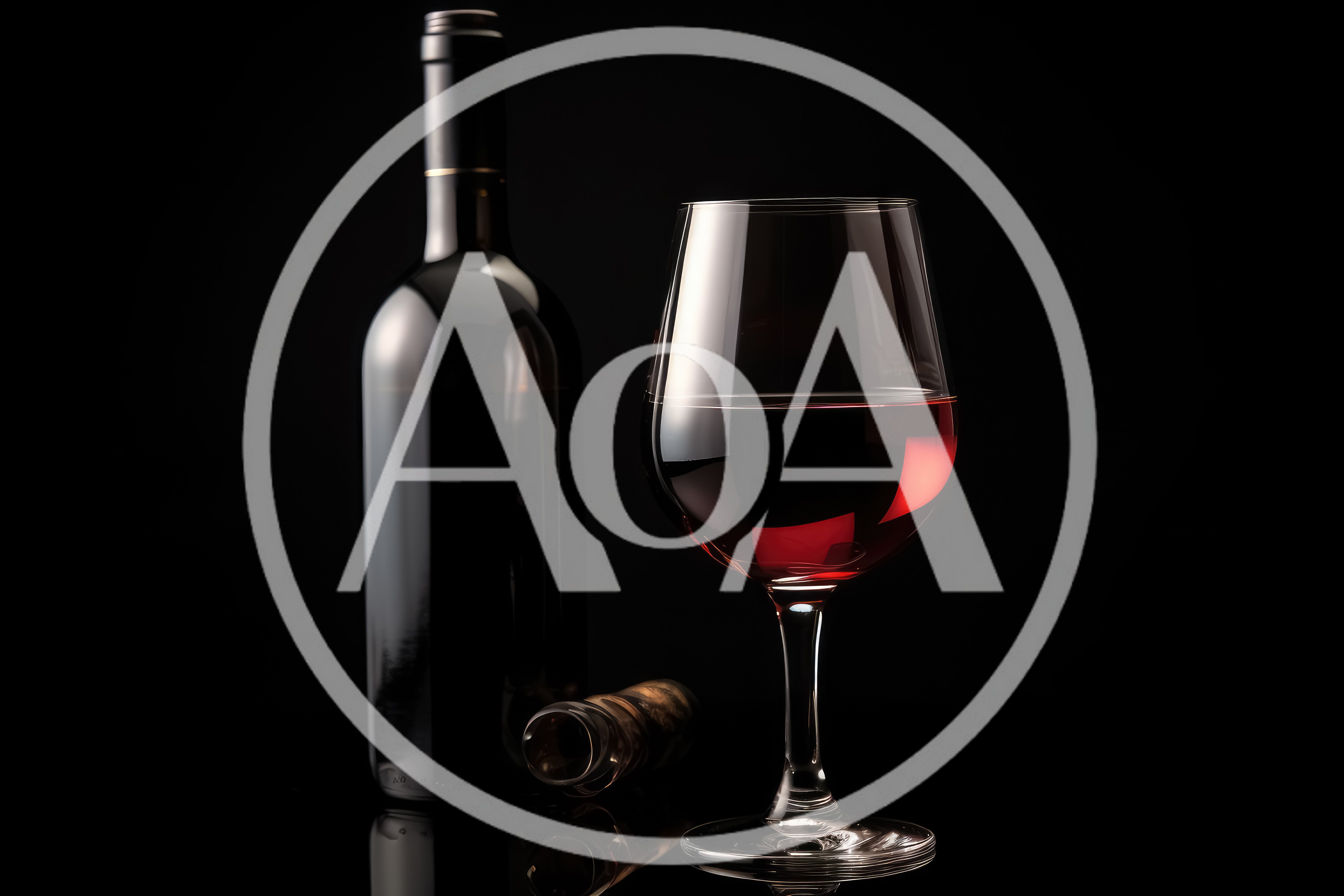 Red Wine Bottle And Glass On Black Background