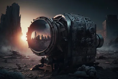 Futuristic Cinematic Camera In A Post-Apocalyptic Wasteland