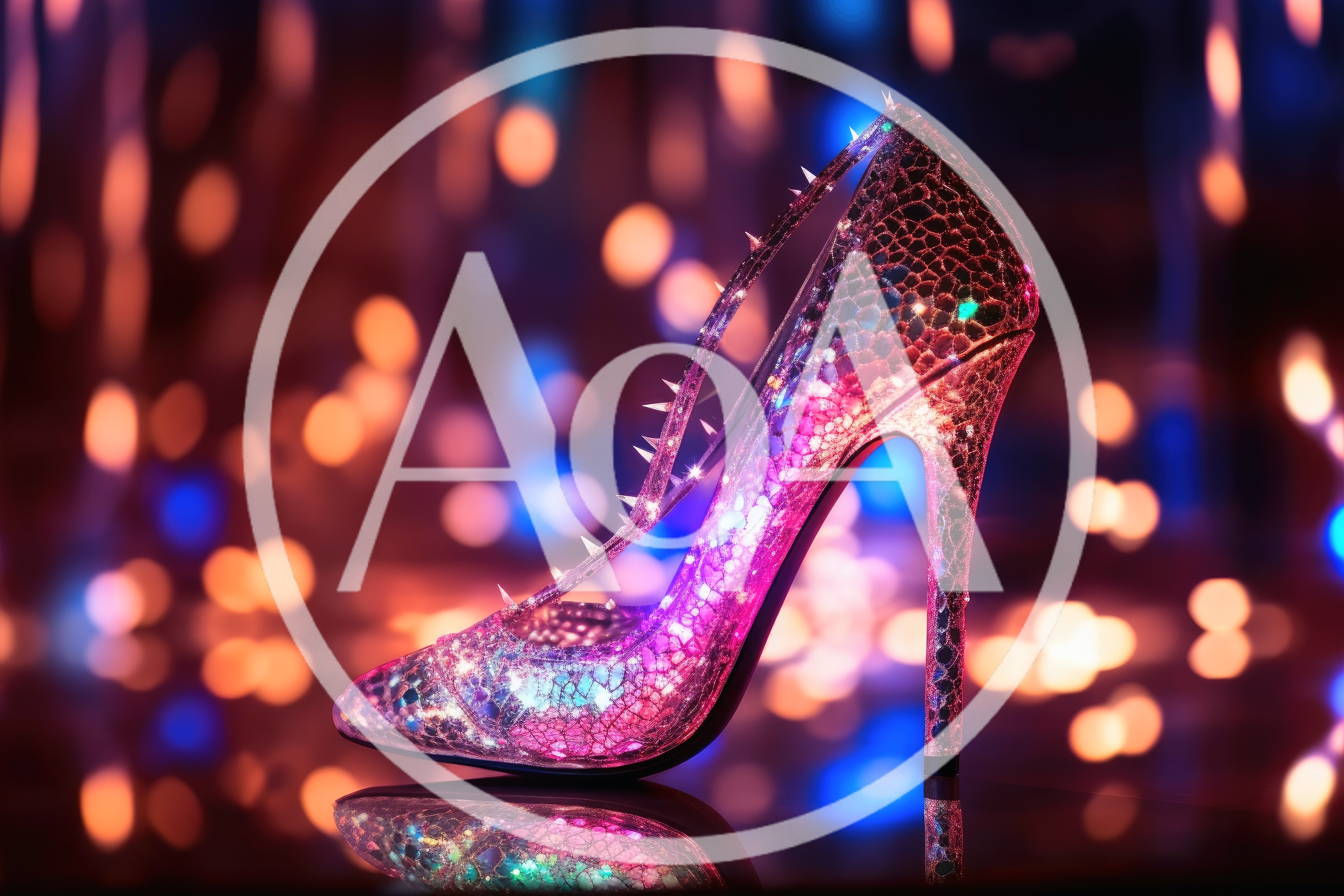 Sparkling High Heel Shoe With Spikes
