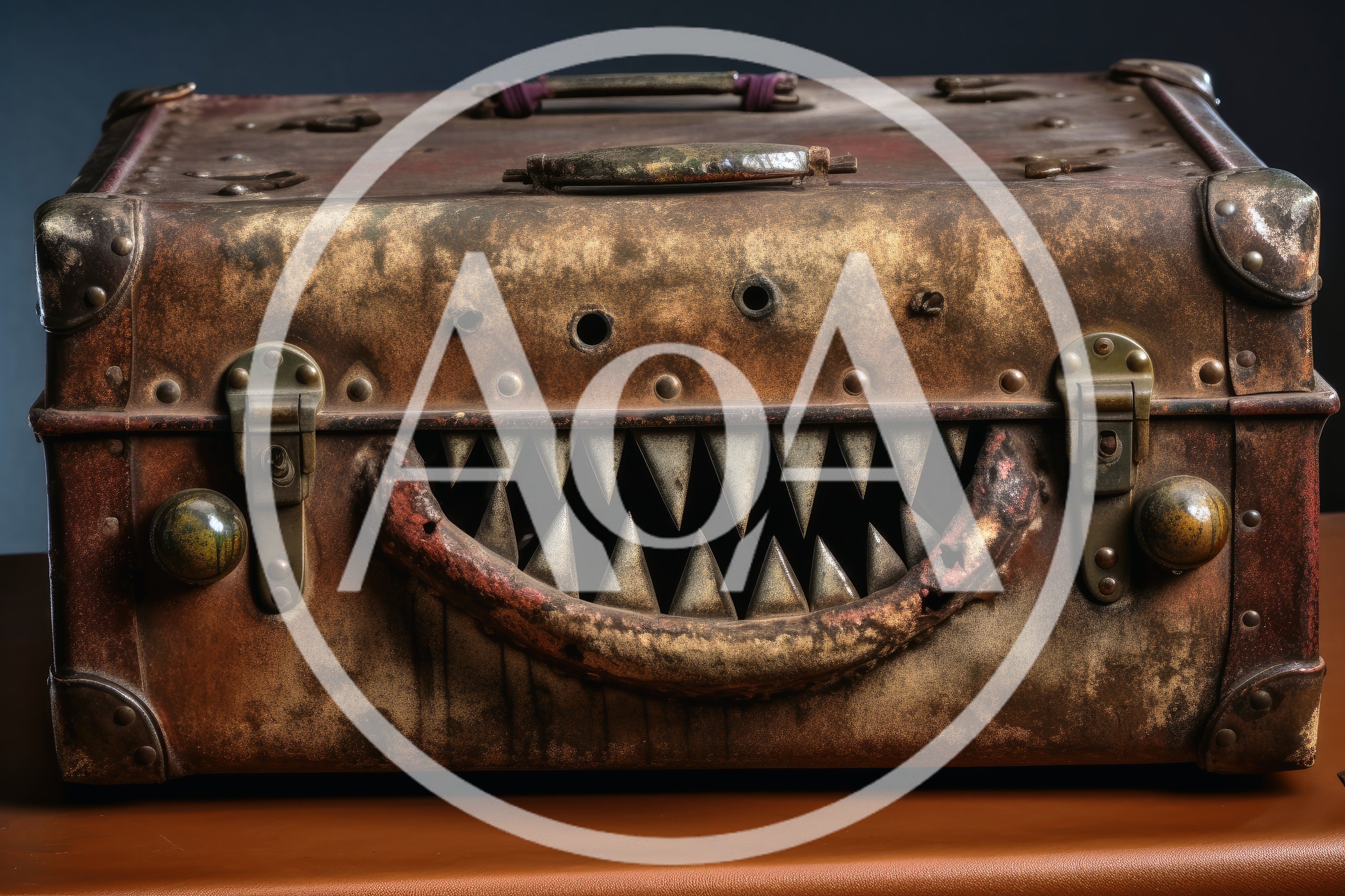 Vintage Suitcase Monster With Sharp Metal Teeth